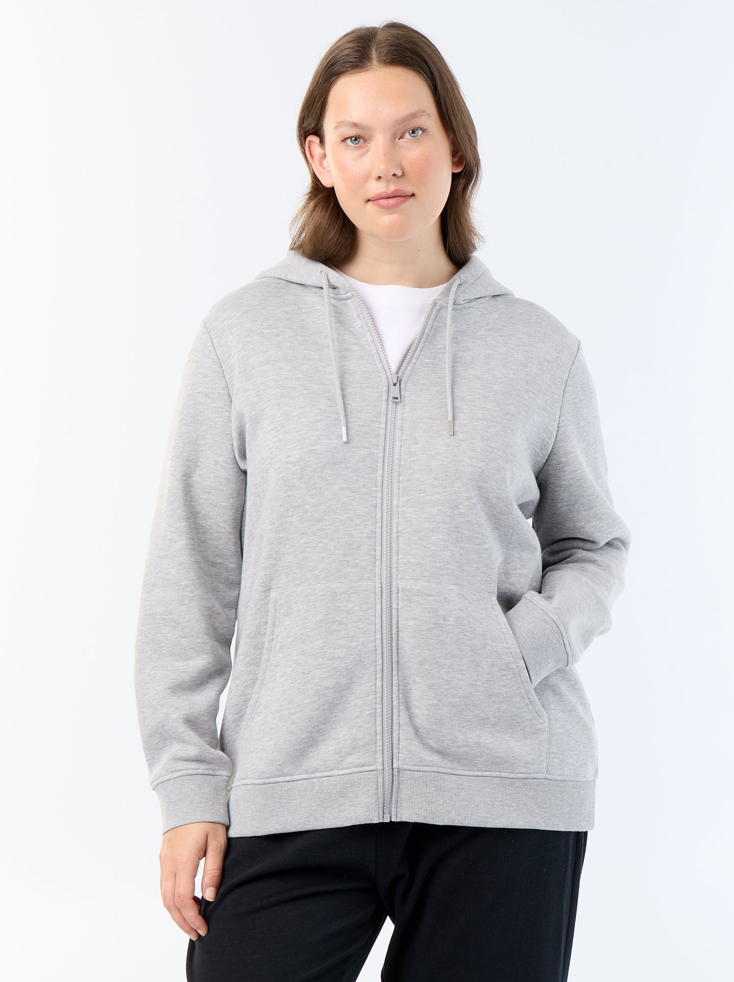 Sweat en molleton chaud à capuche - Gris