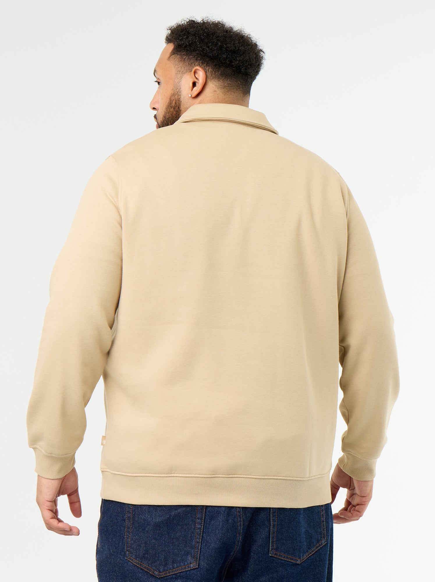 Sweat en molleton col polo - Beige