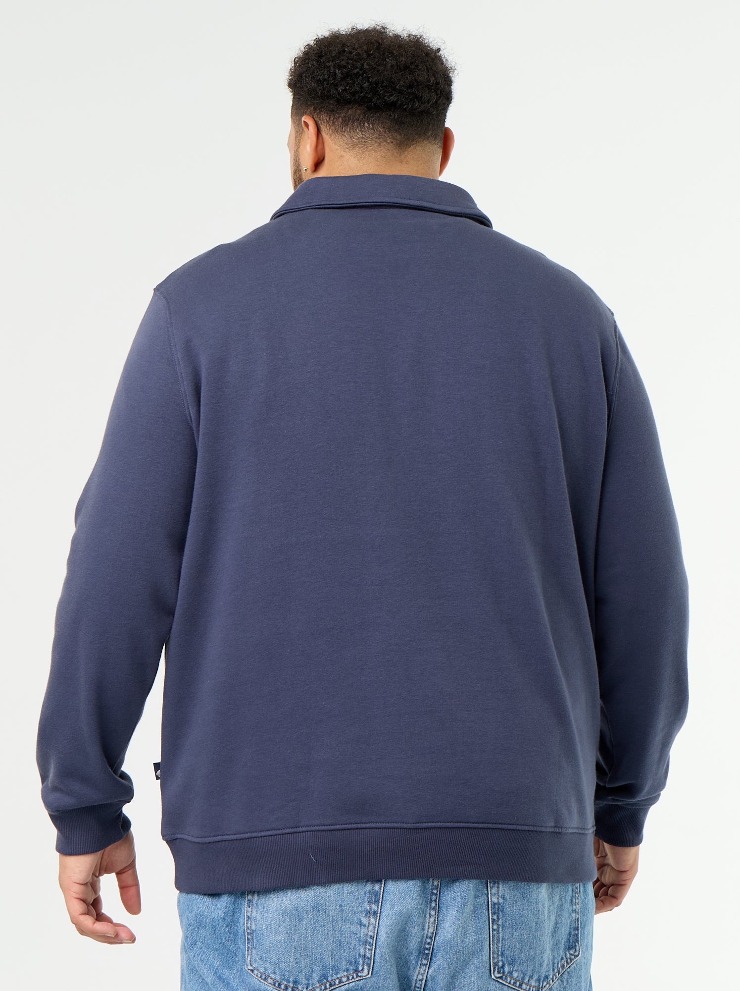 Sweat en molleton col polo - Bleu