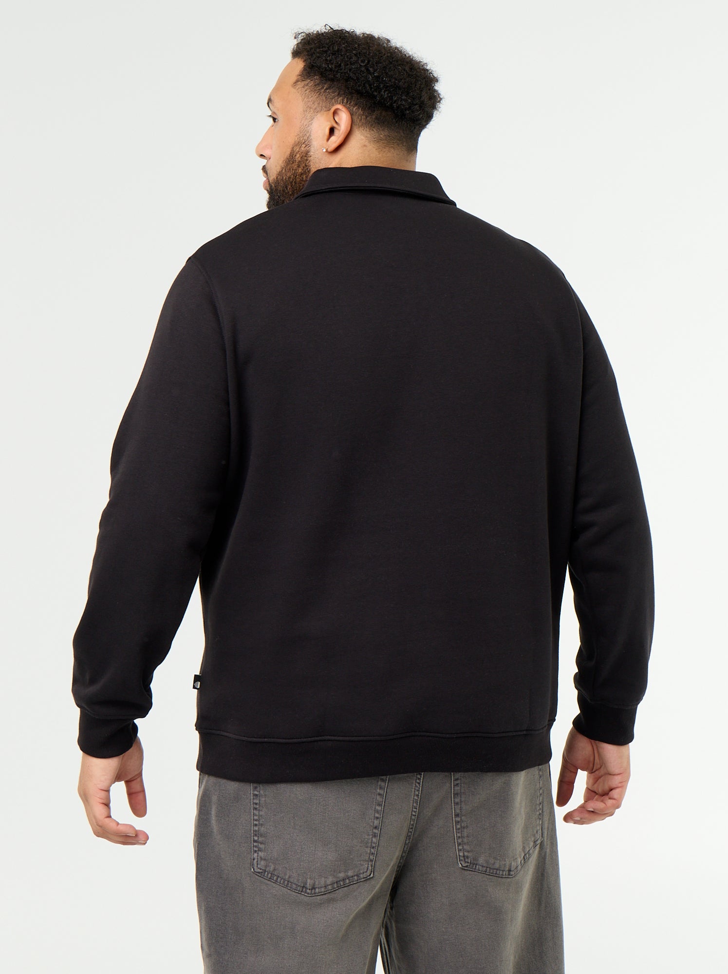 Sweat en molleton col polo - Noir