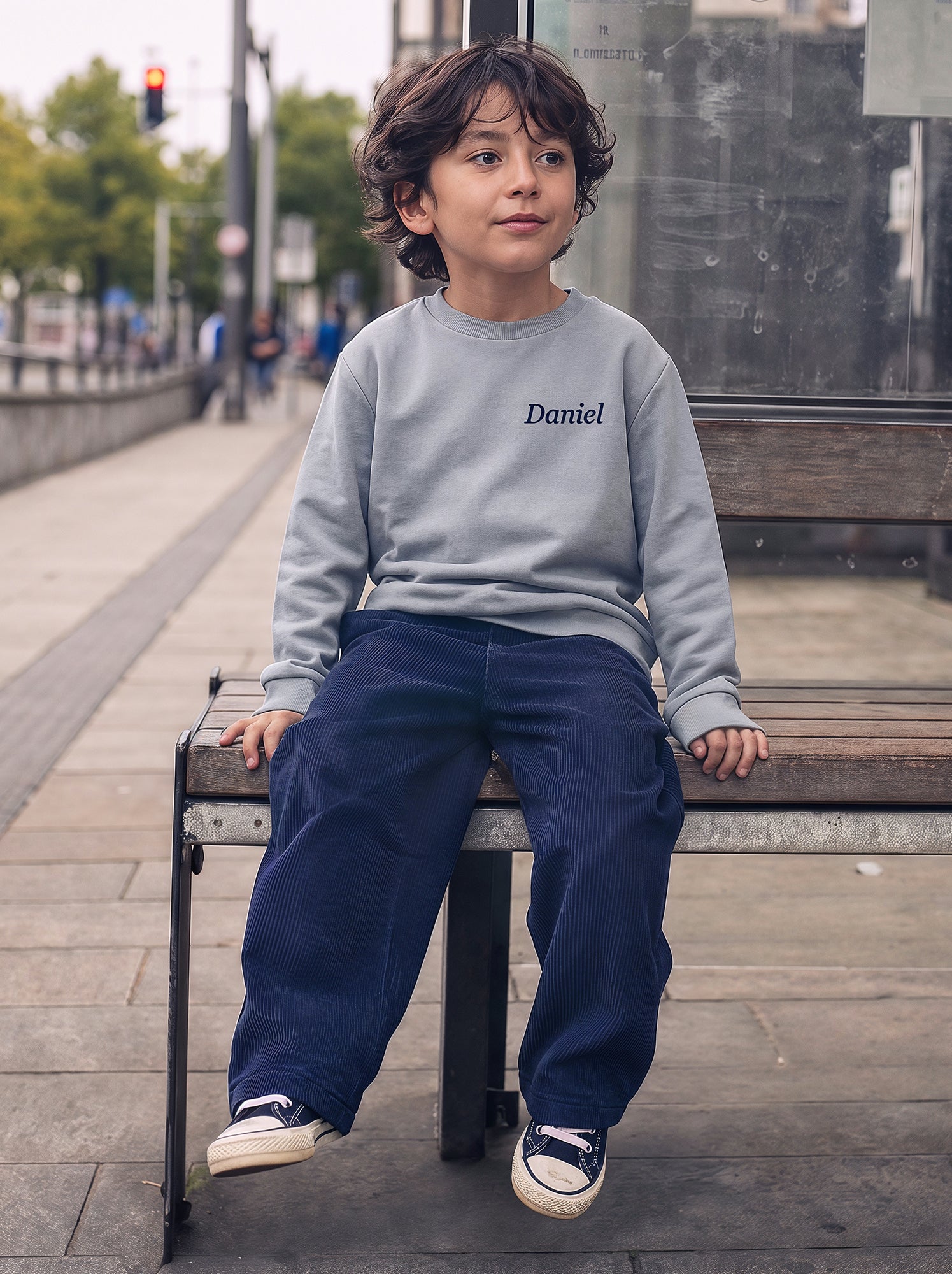 Sweat en molleton gratté uni - Bleu