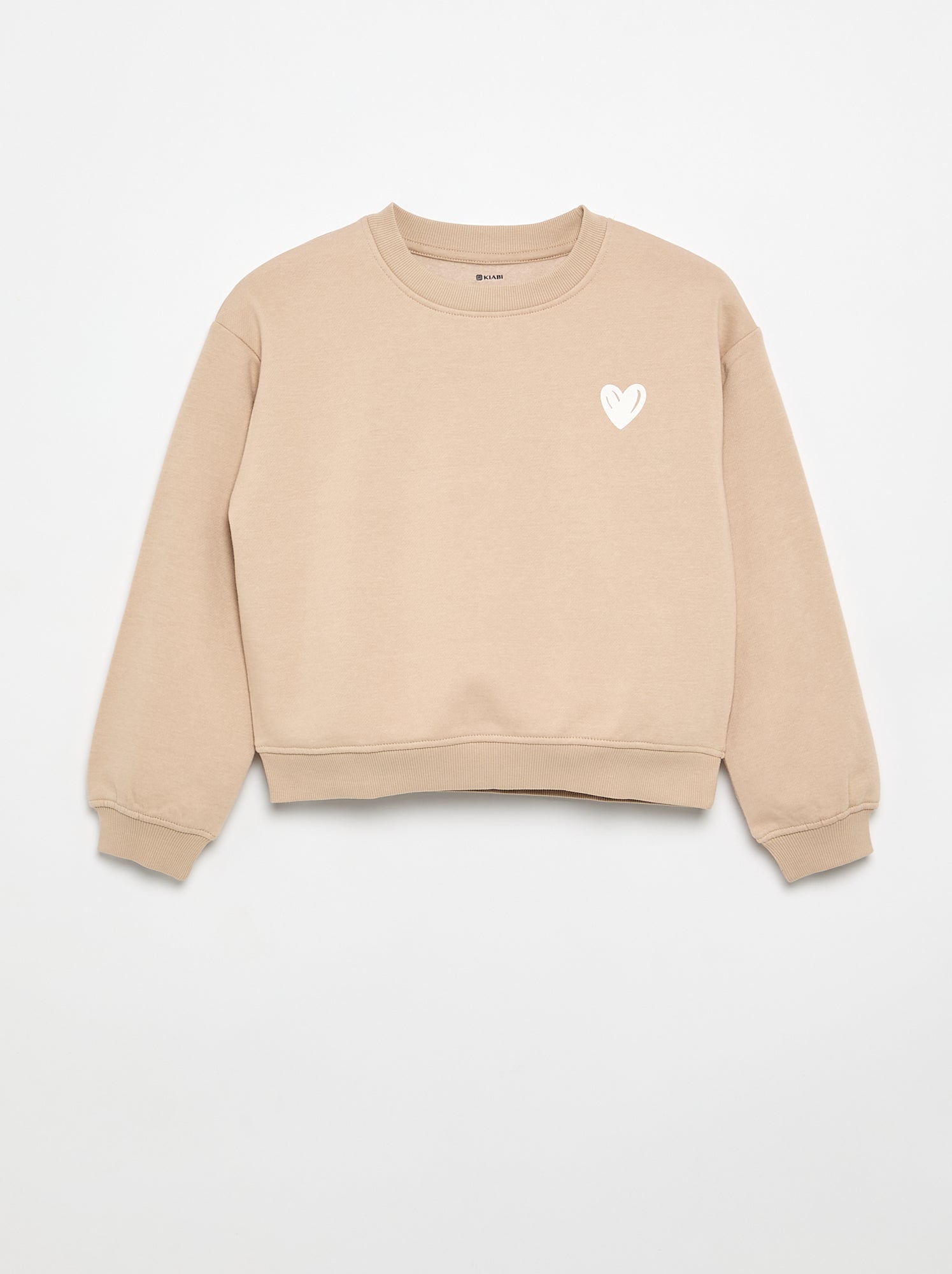 Sweat en molleton imprimé poitrine - Beige