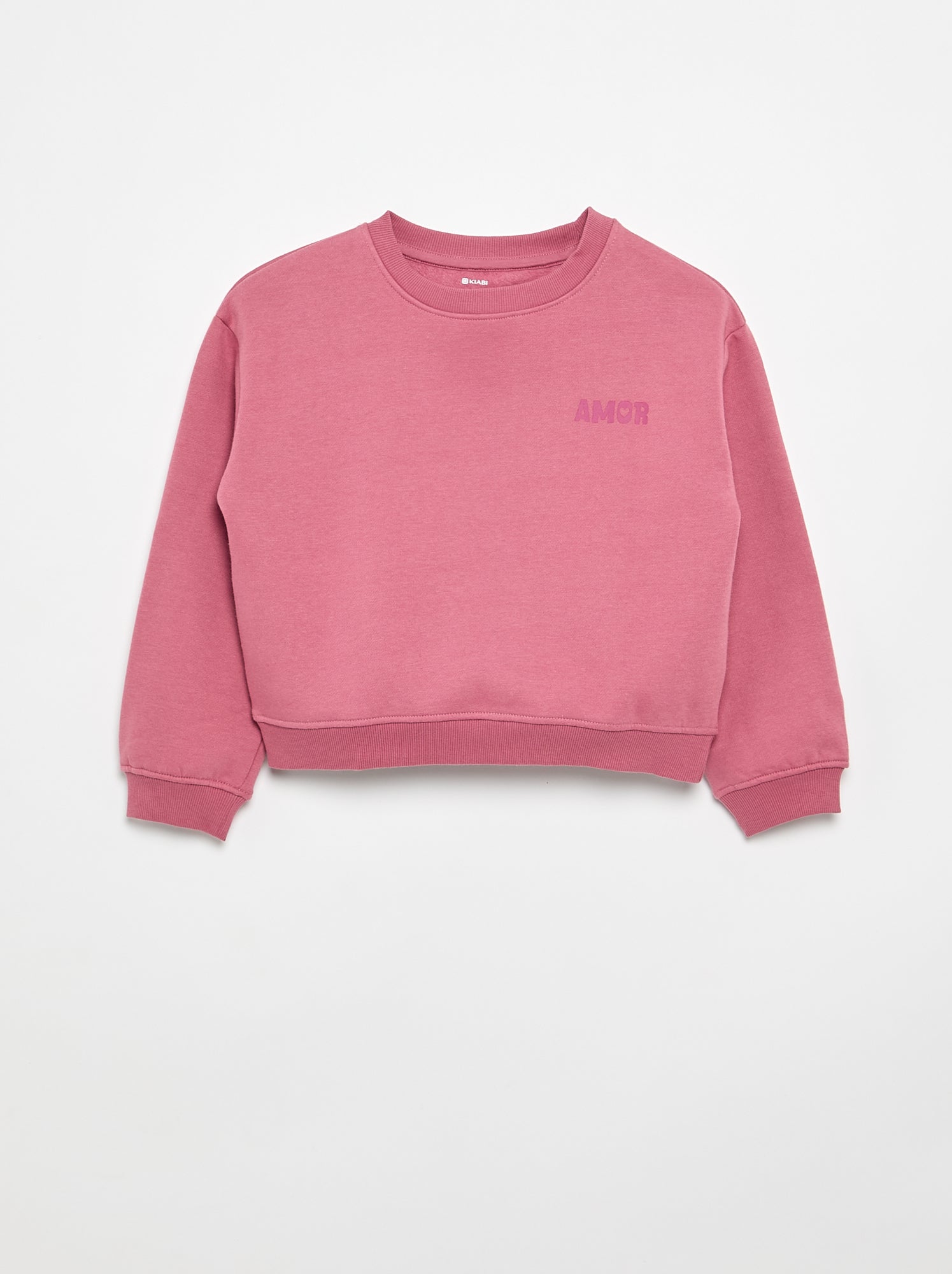 Sweat en molleton imprimé poitrine - Rose