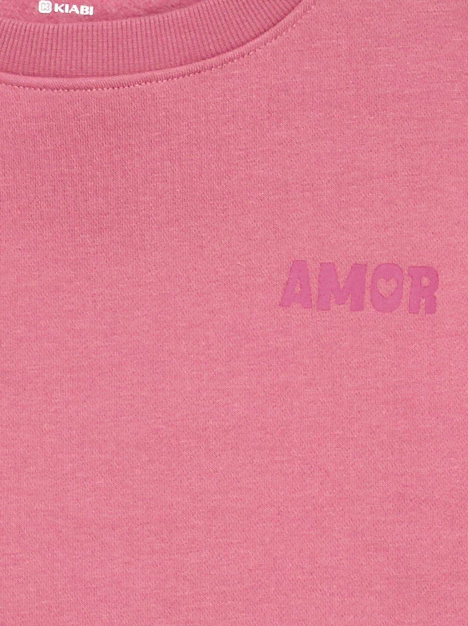 Sweat en molleton imprimé poitrine - Rose