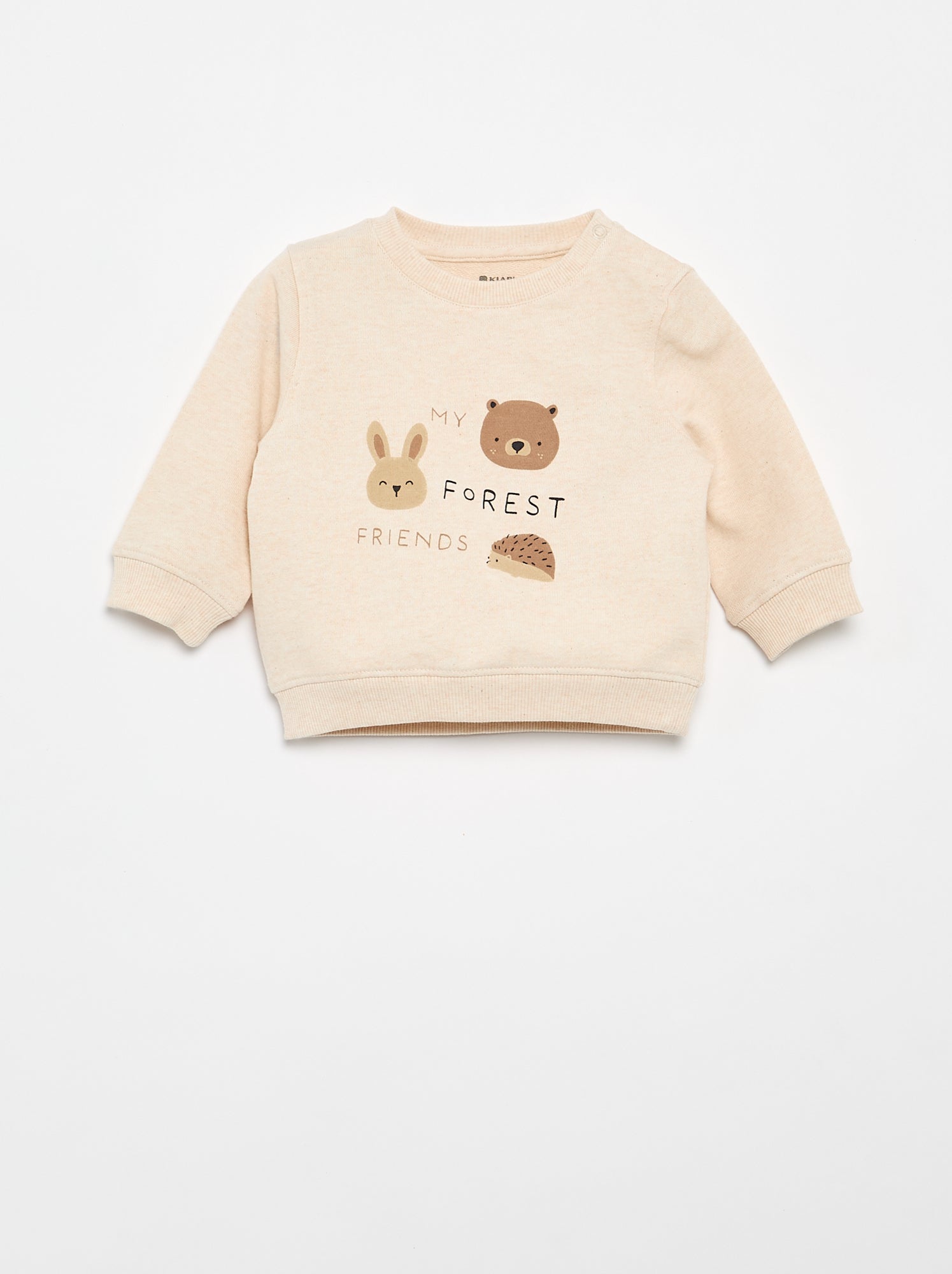 Sweat en molleton léger imprimé - Beige