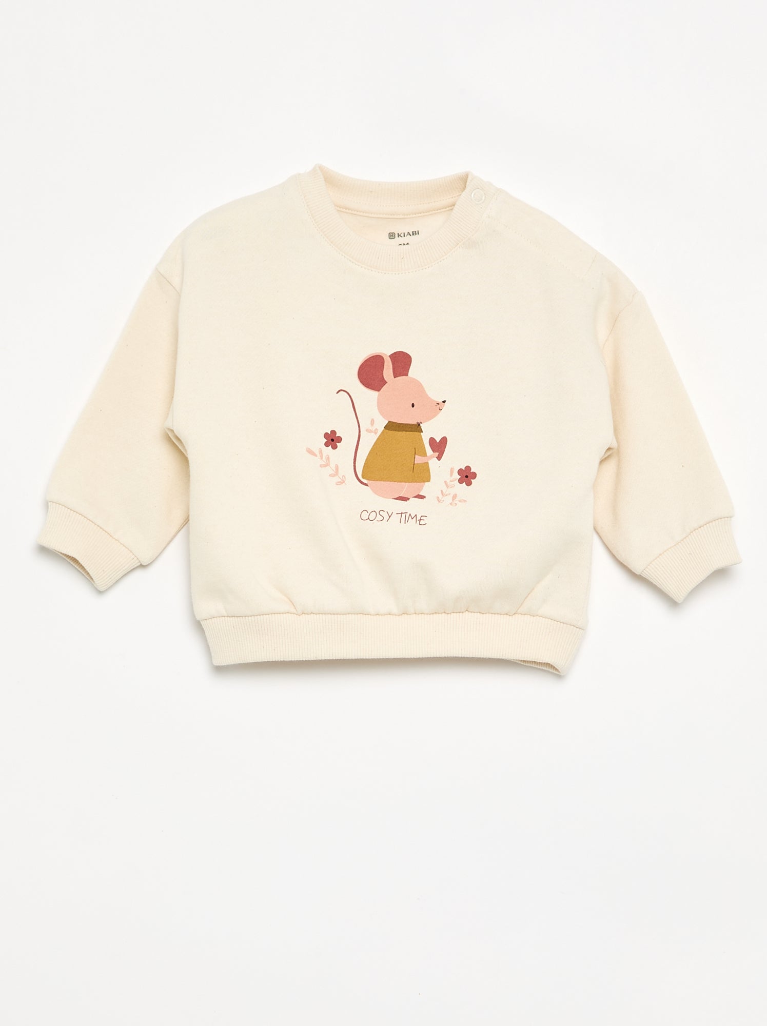 Sweat en molleton léger imprimé - Beige