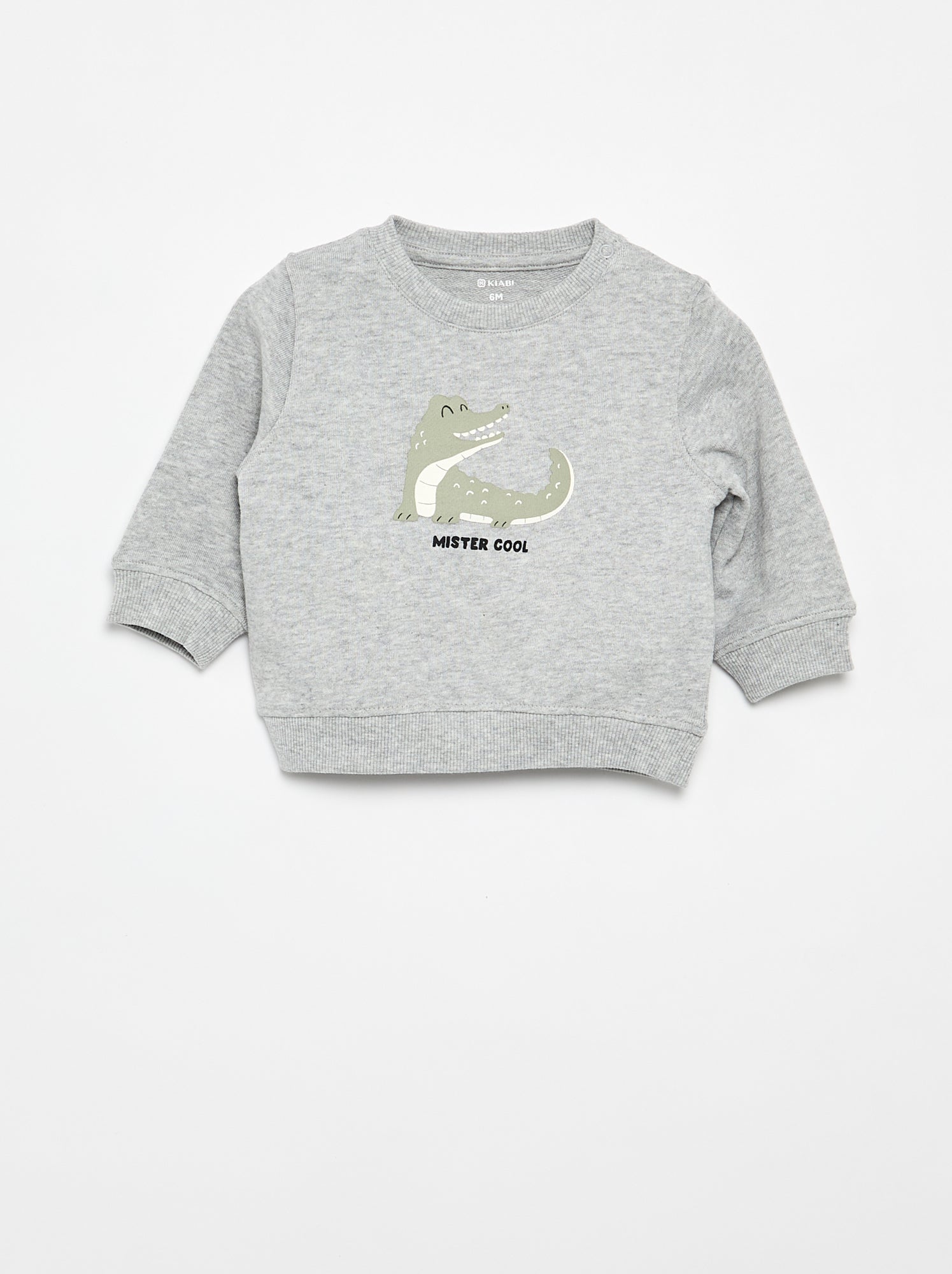 Sweat en molleton léger imprimé - Gris