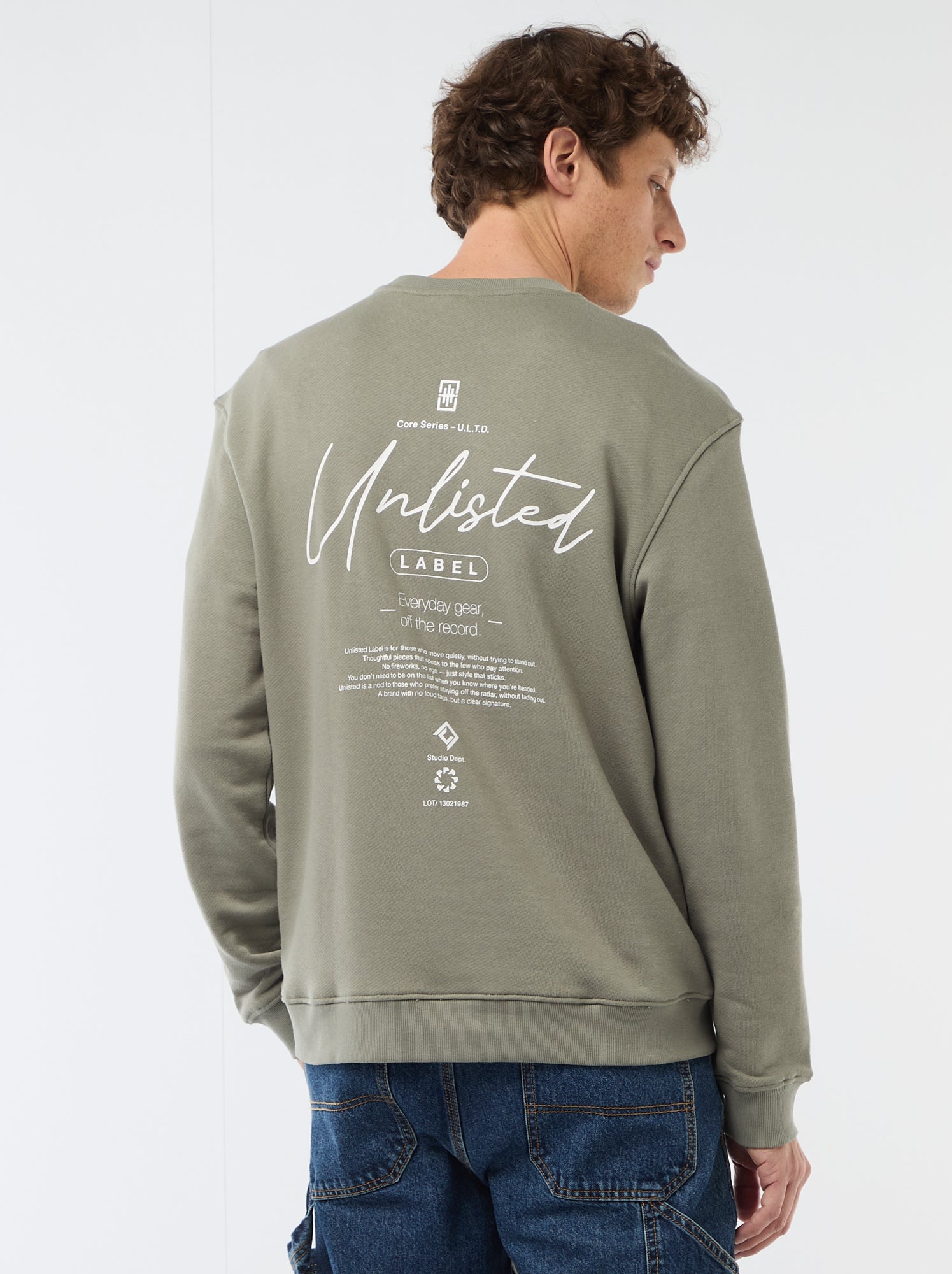 Sweat en molleton léger imprimé recto/verso - Kaki
