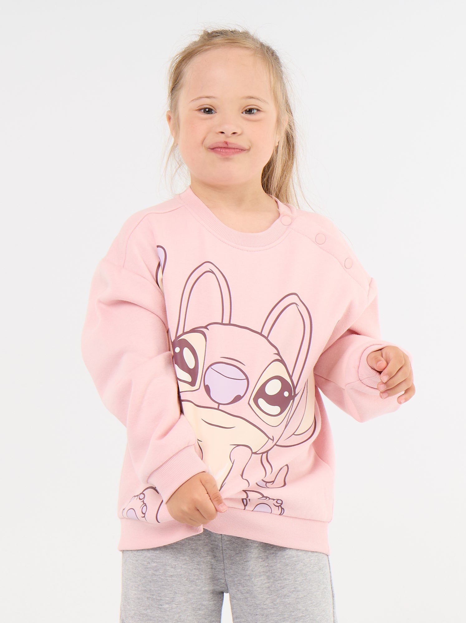 Sweat en molleton 'Stitch' - collection facile à enfiler - Rose