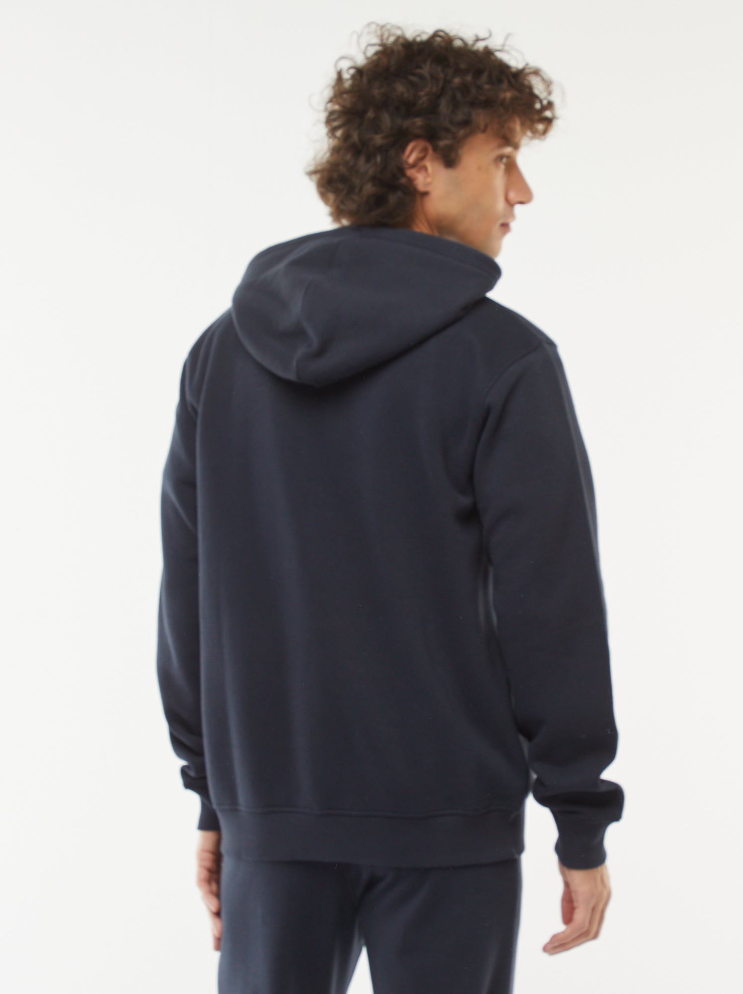 Sweat en molleton zippé à capuche - Bleu