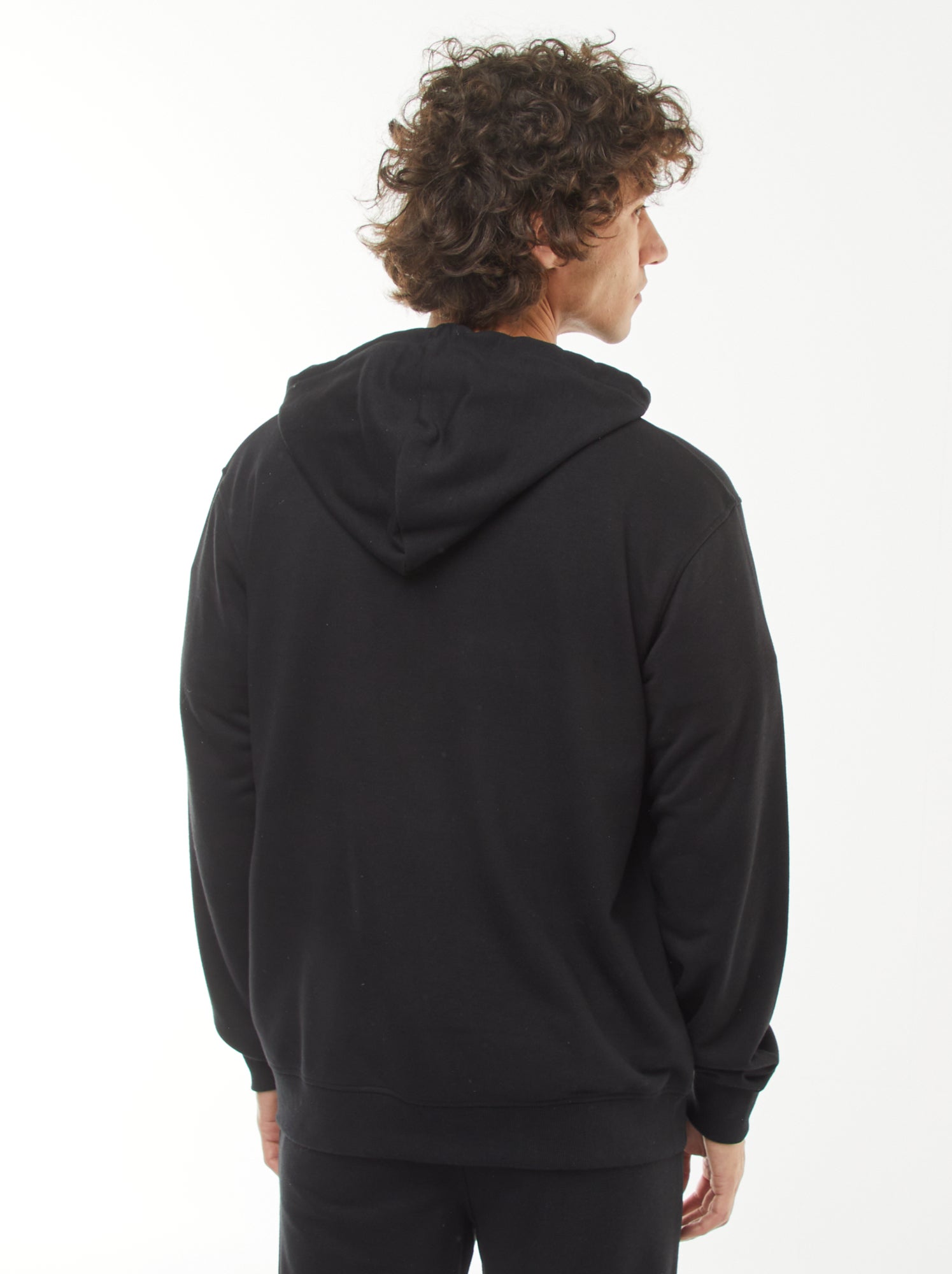 Sweat en molleton zippé à capuche - Noir