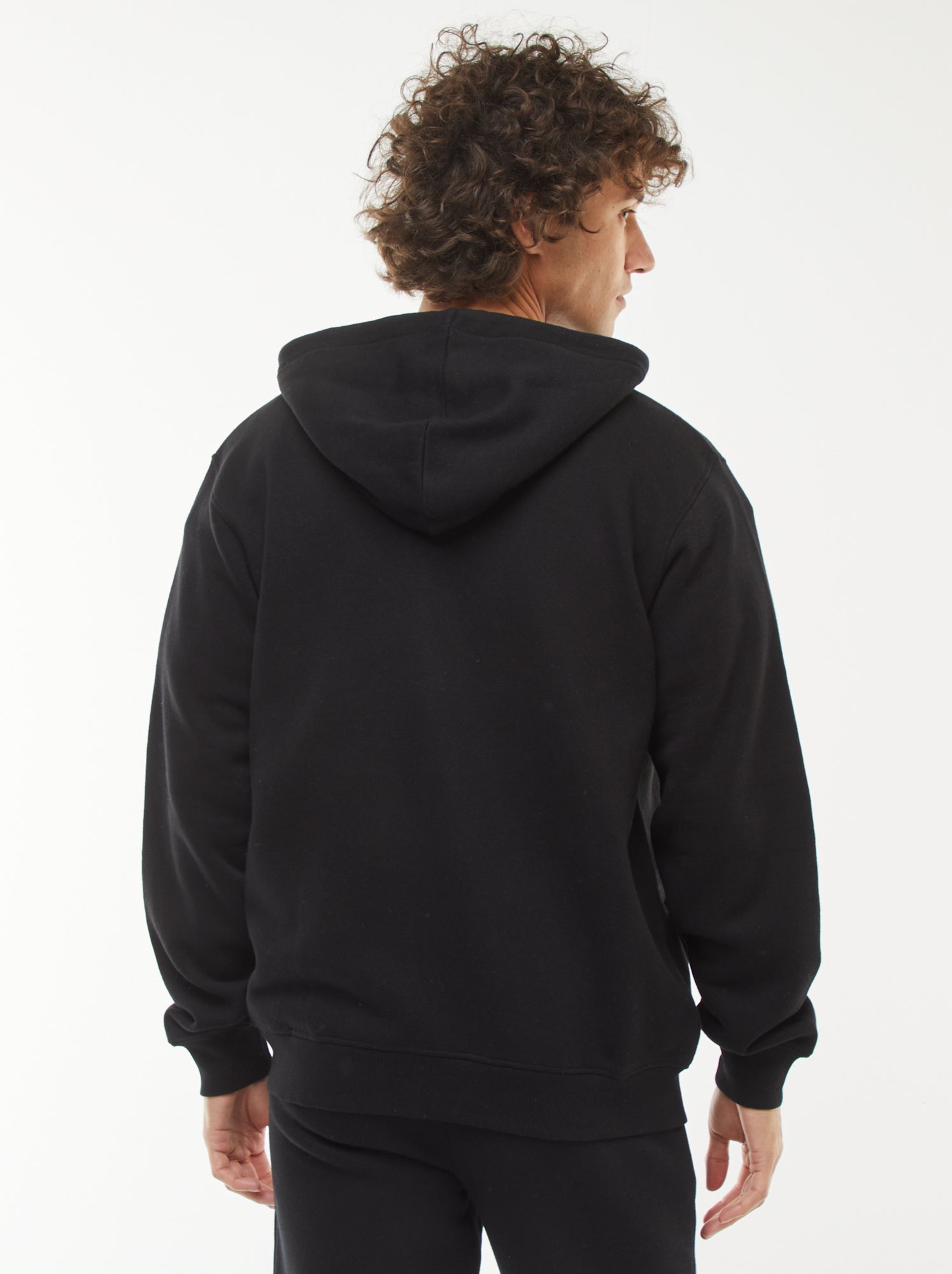 Sweat en molleton zippé à capuche - Noir