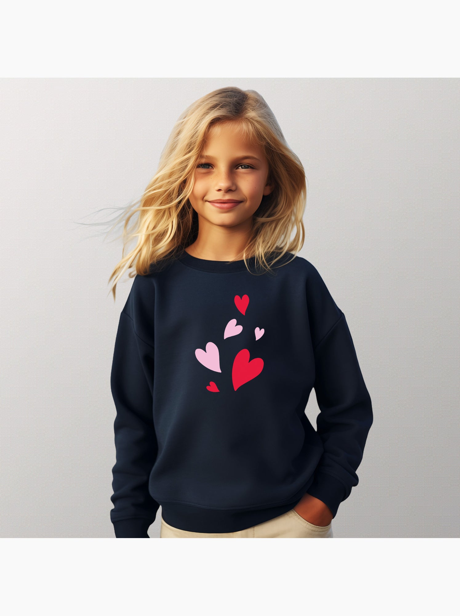 Sweat Enfant BACK MANY HEARTS - Bleu marine