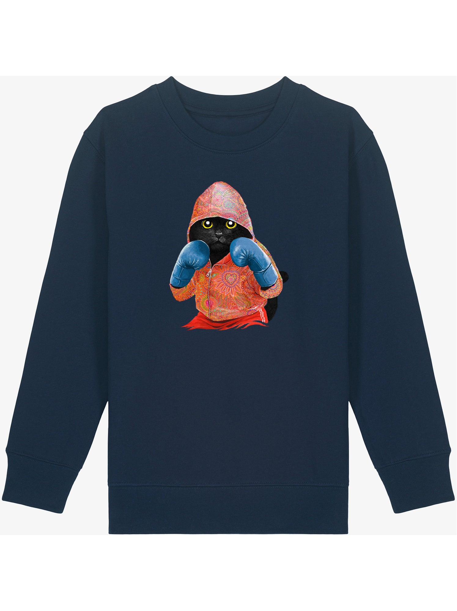 Sweat Enfant BOXING CAT BLACK - Bleu marine