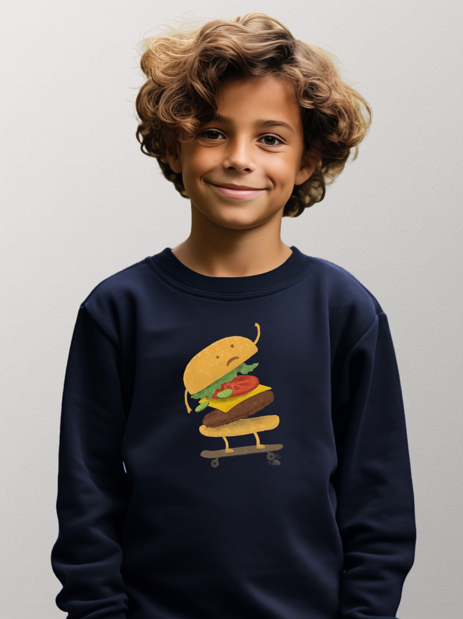 Sweat Enfant BURGER WIPEOUT - Bleu marine