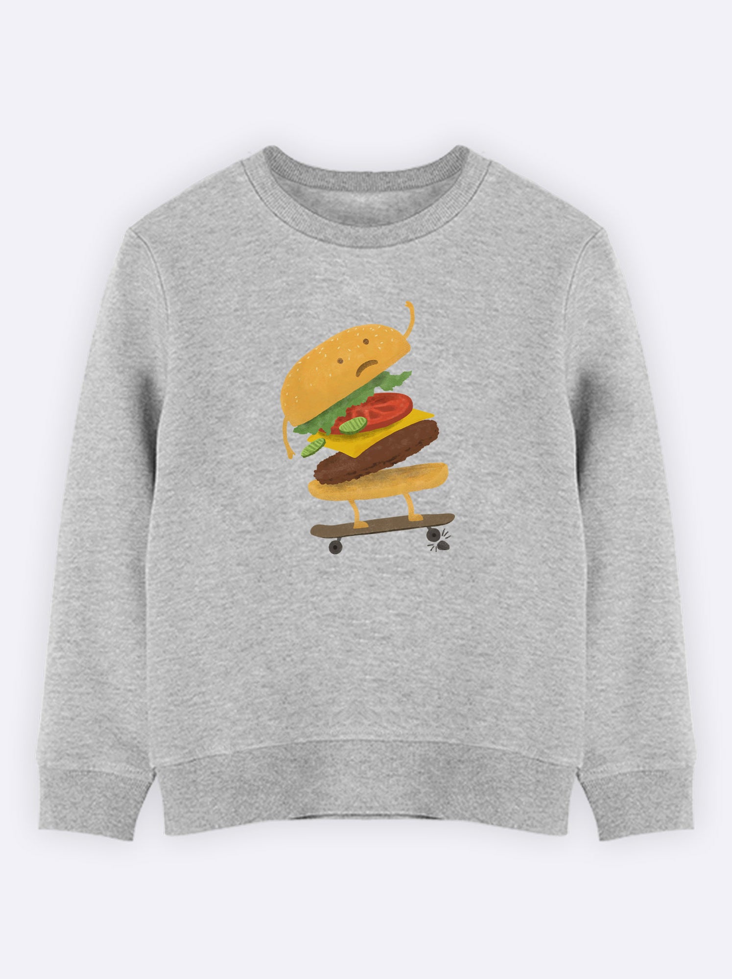 Sweat Enfant BURGER WIPEOUT - Gris chiné
