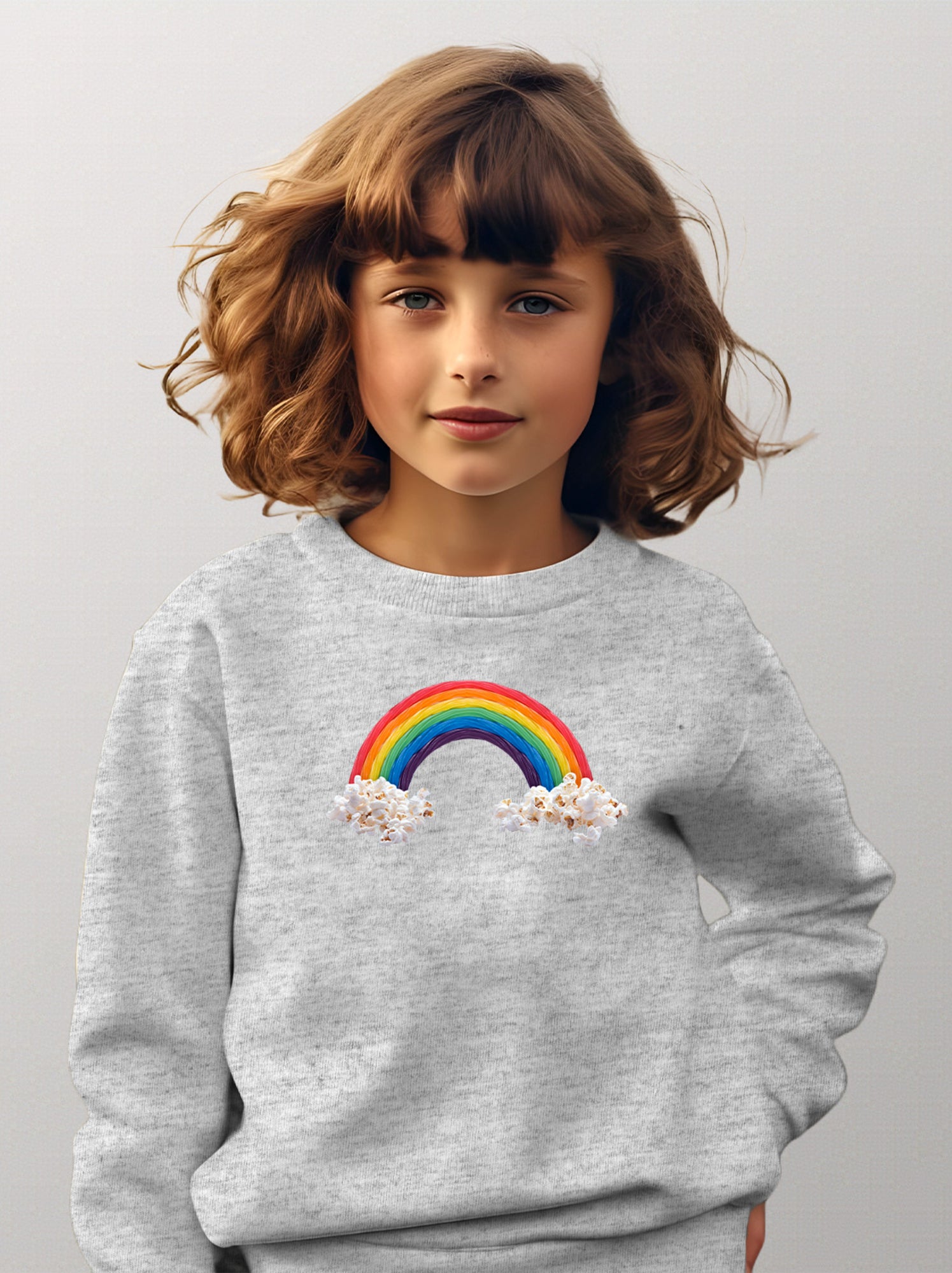 Sweat Enfant CANDY RAINBAW - Gris chiné