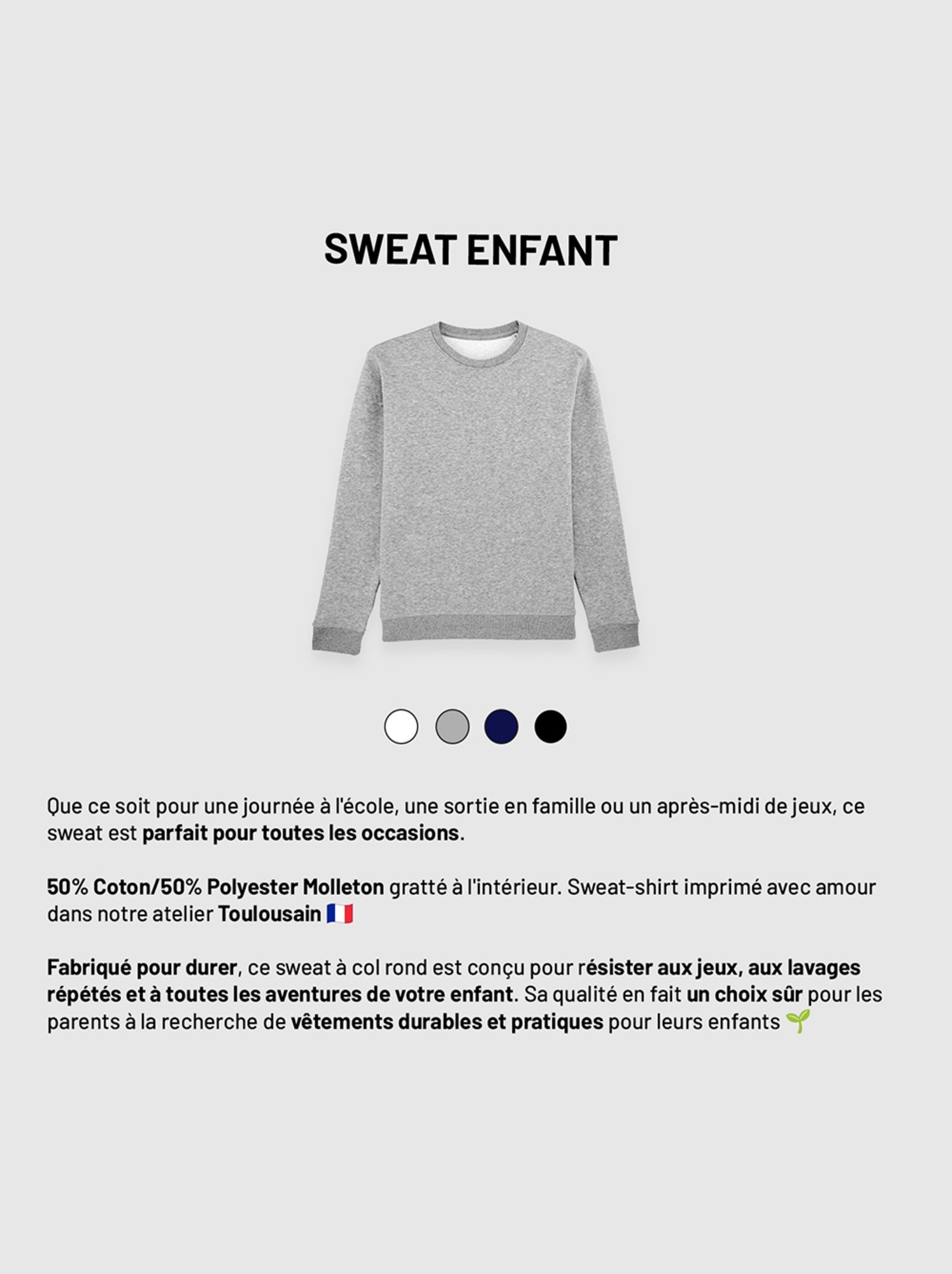 Sweat Enfant HIBOUFFE - Gris chiné