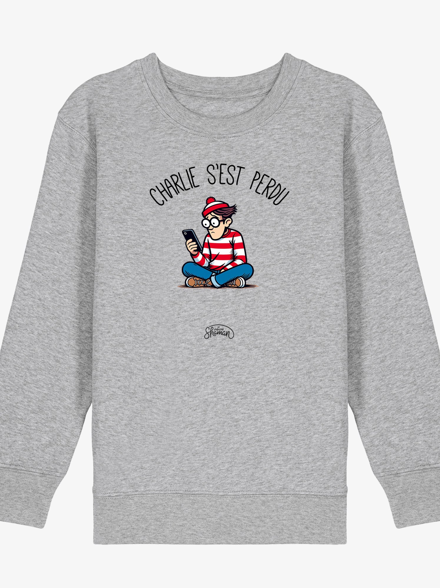 Sweat Enfant CHARLIE S EST PERDU - Gris chiné