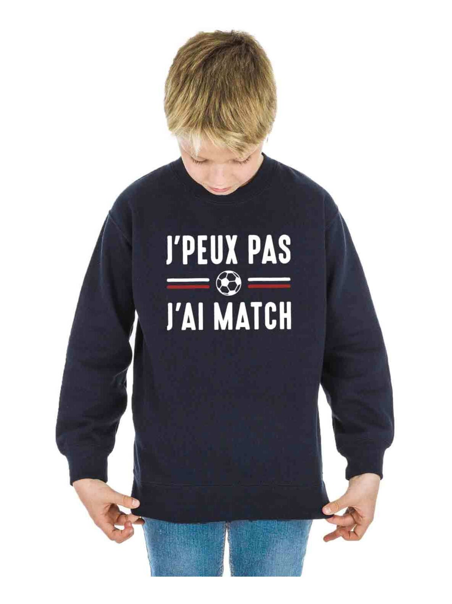 Sweat Enfant JE PEUX PAS J'AI MATCH - Bleu marine