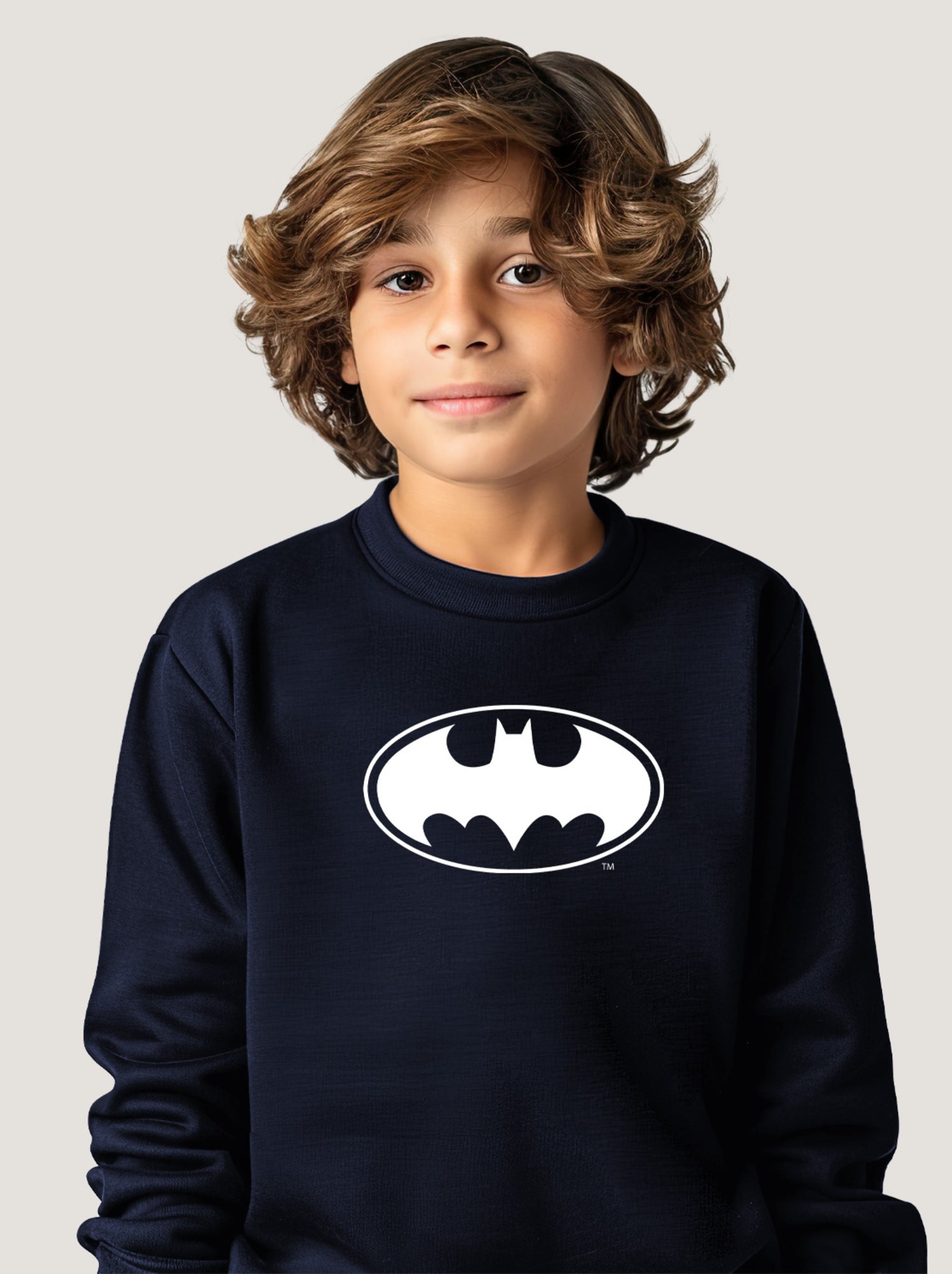 Sweat Enfant LOGO BATMAN WHITE - Bleu marine