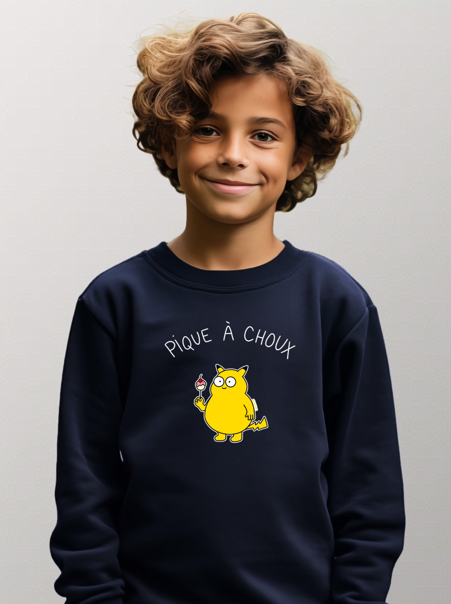 Sweat Enfant PIQUE À CHOUX - Bleu marine