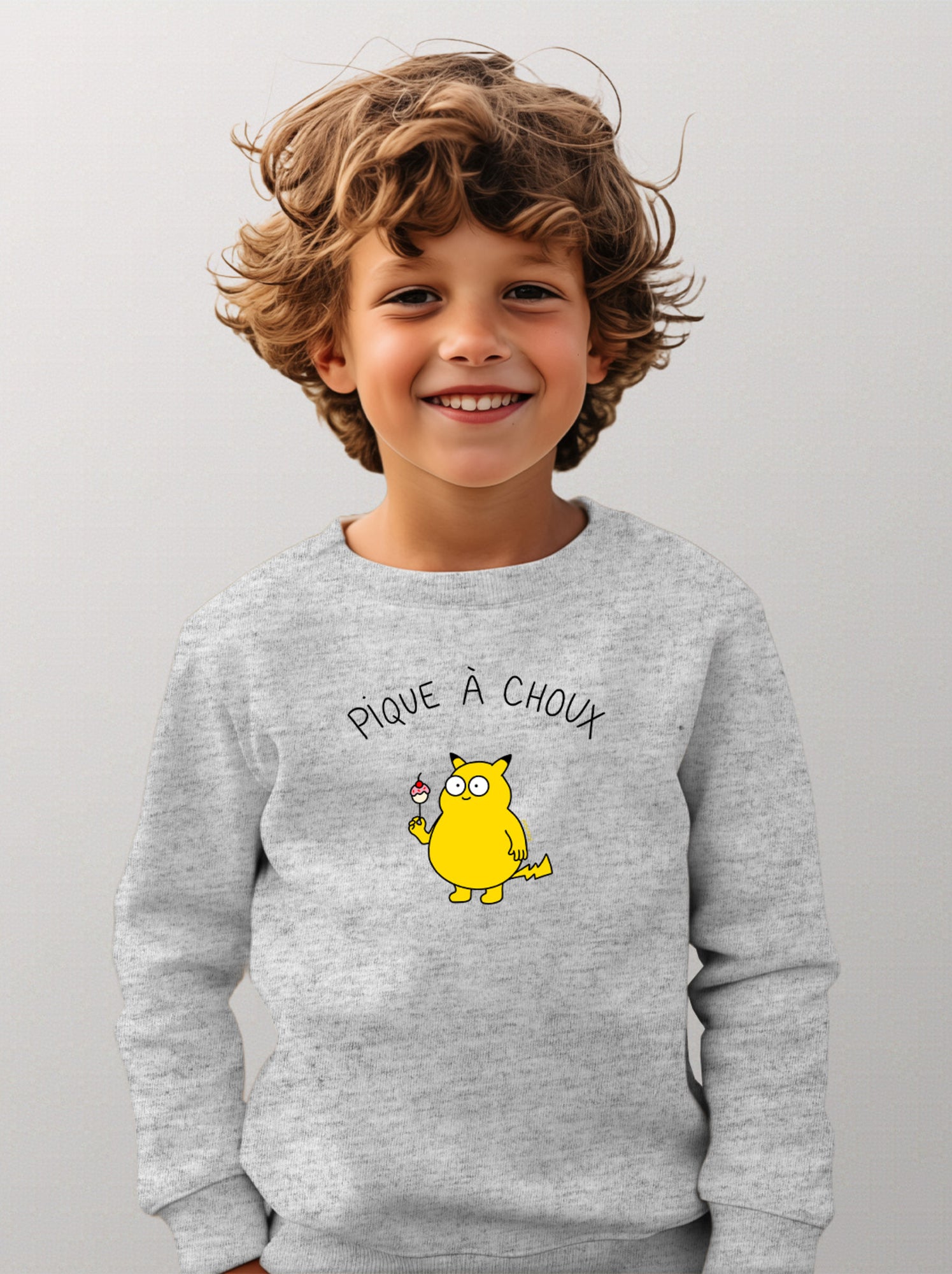 Sweat Enfant PIQUE À CHOUX - Gris chiné