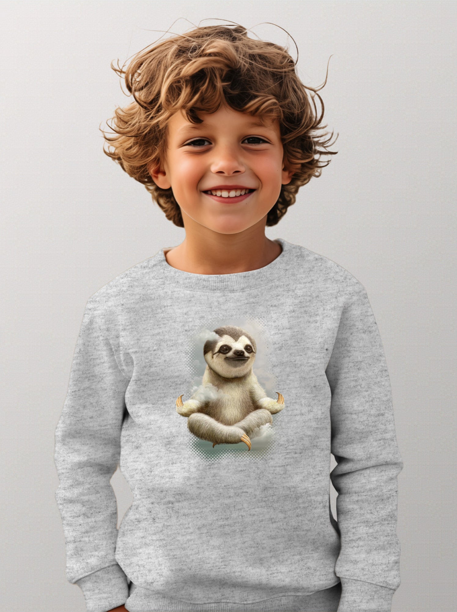 Sweat Enfant SLOTH MEDITATE - Gris chiné