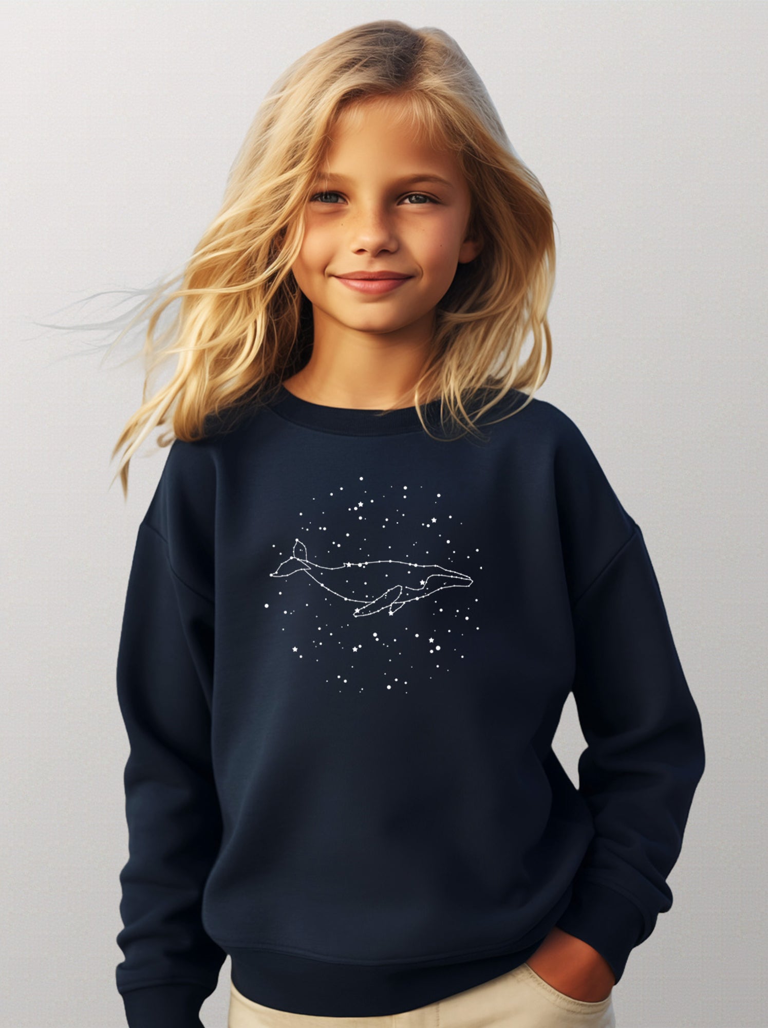 Sweat Enfant WHALE CONSTELLATION - Bleu marine