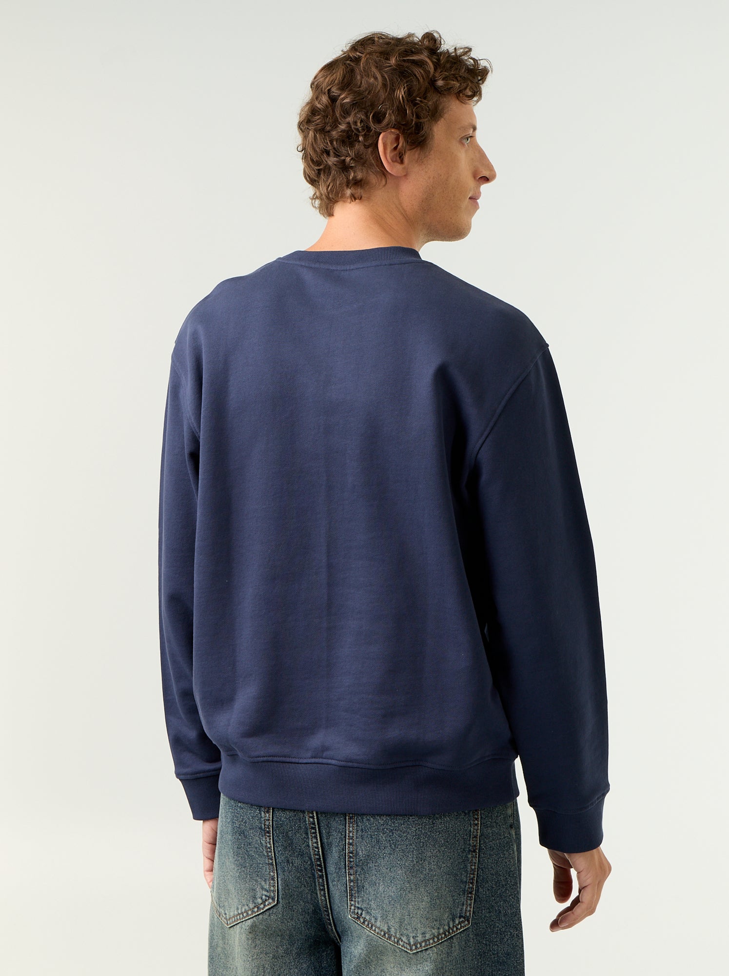 Sweat esprit sportswear avec inscriptions brodées - Bleu