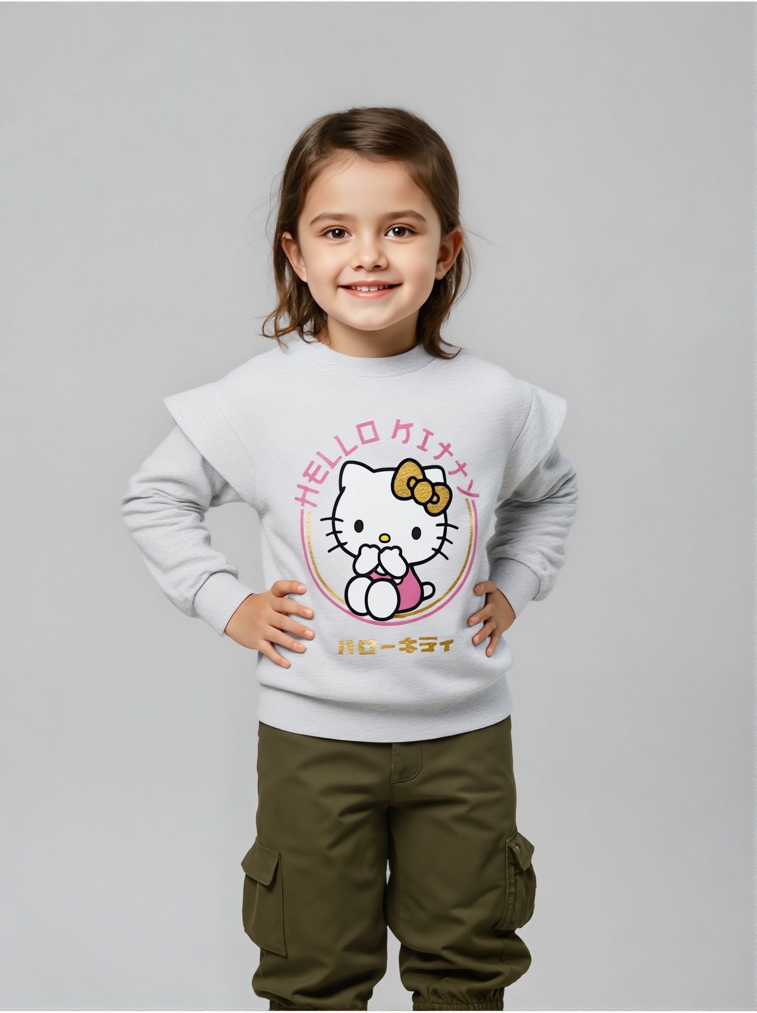 Sweat hello kitty   | licence officielle - Gris