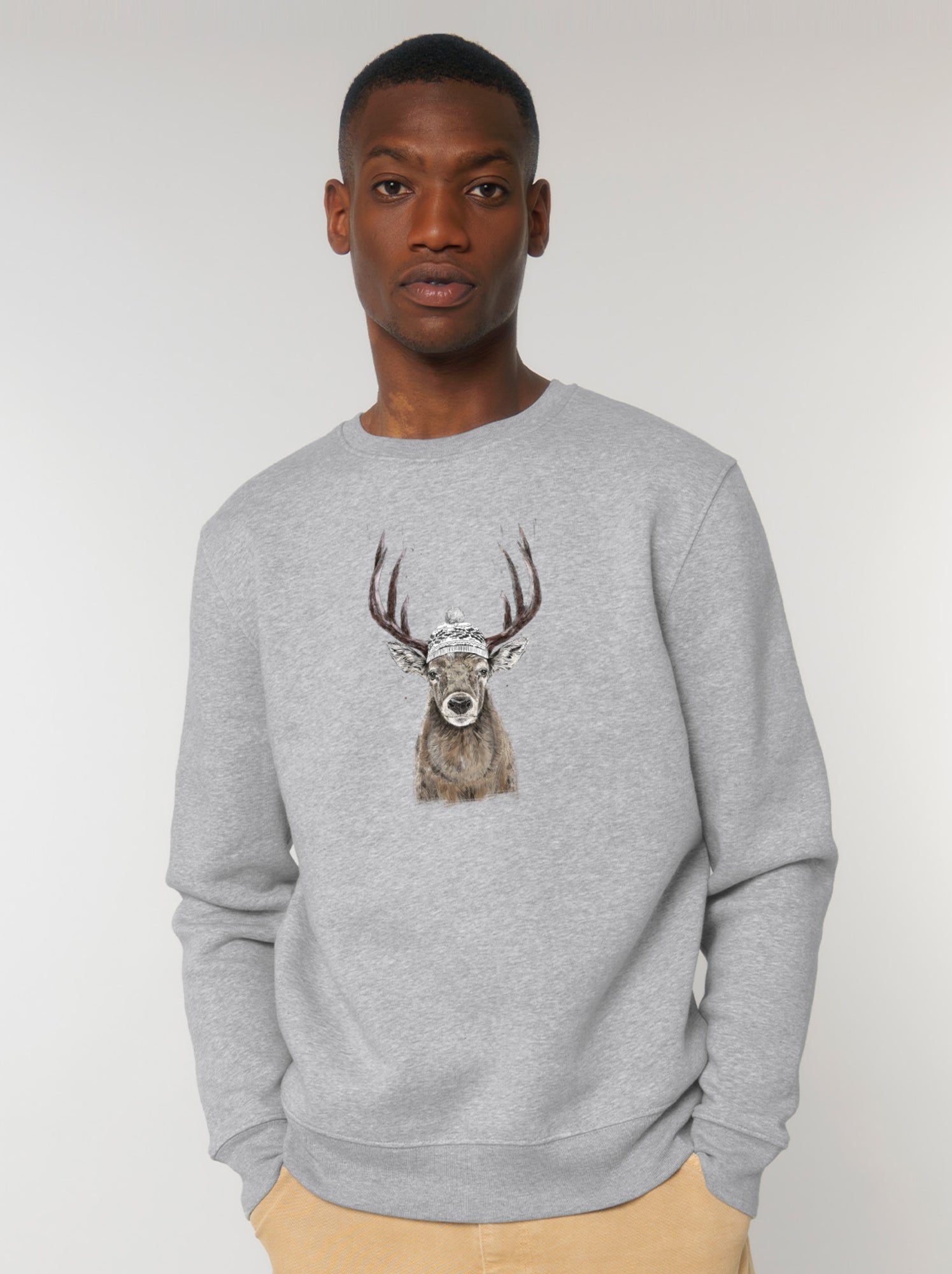 Sweat Homme - LET'S GO OUTSIDE - Gris chiné