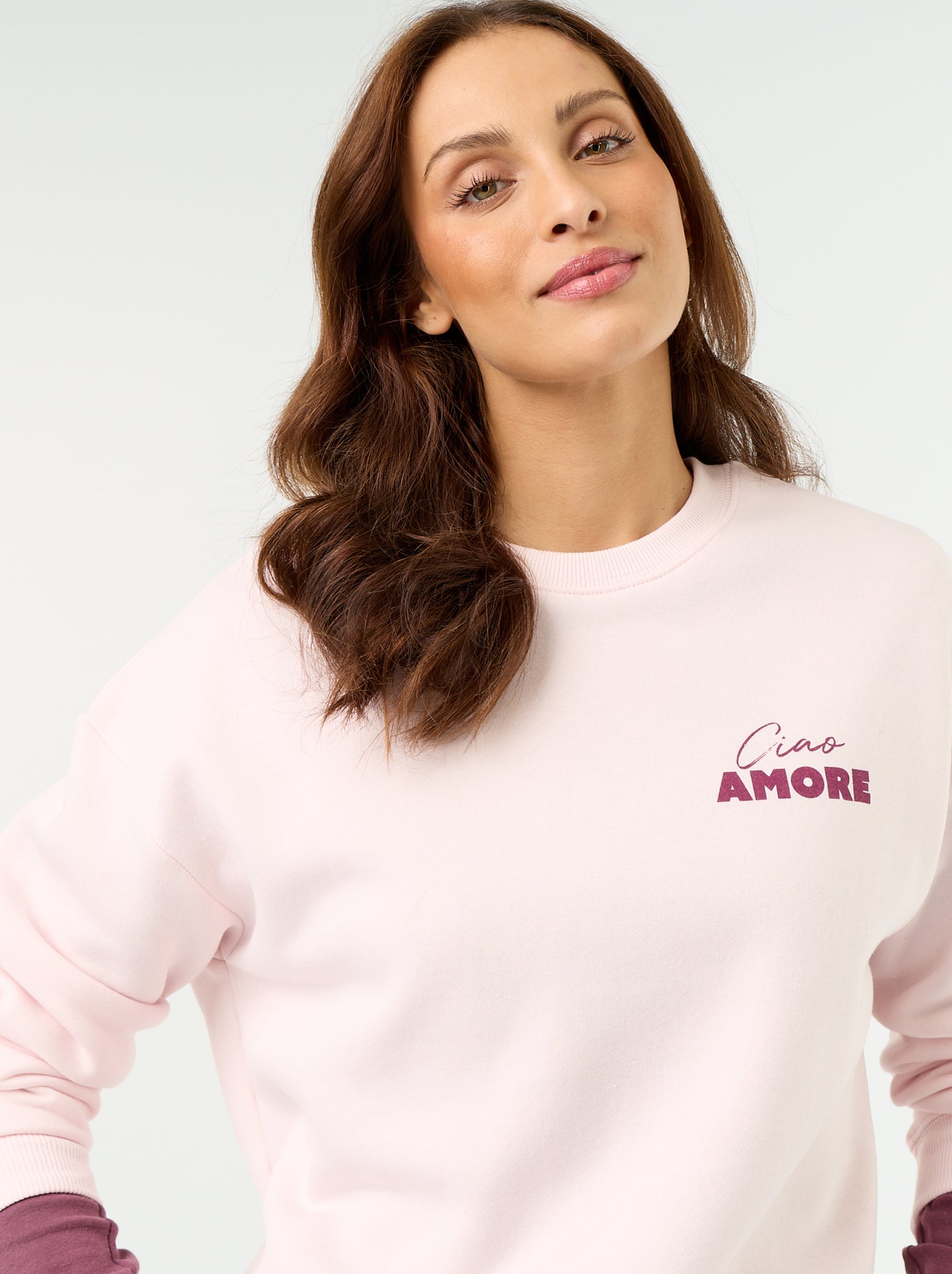 Sweat imprimé à manches longues - Rose (FVU40_4)