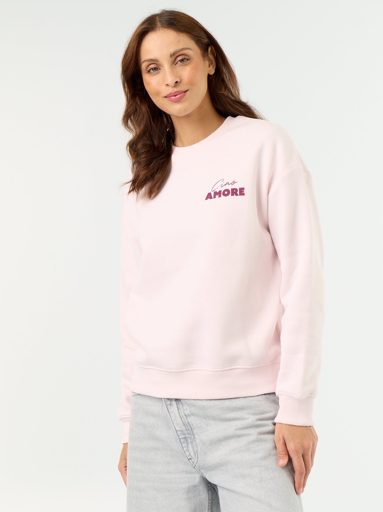 Sweat imprimé à manches longues - Rose (FVU40_4)