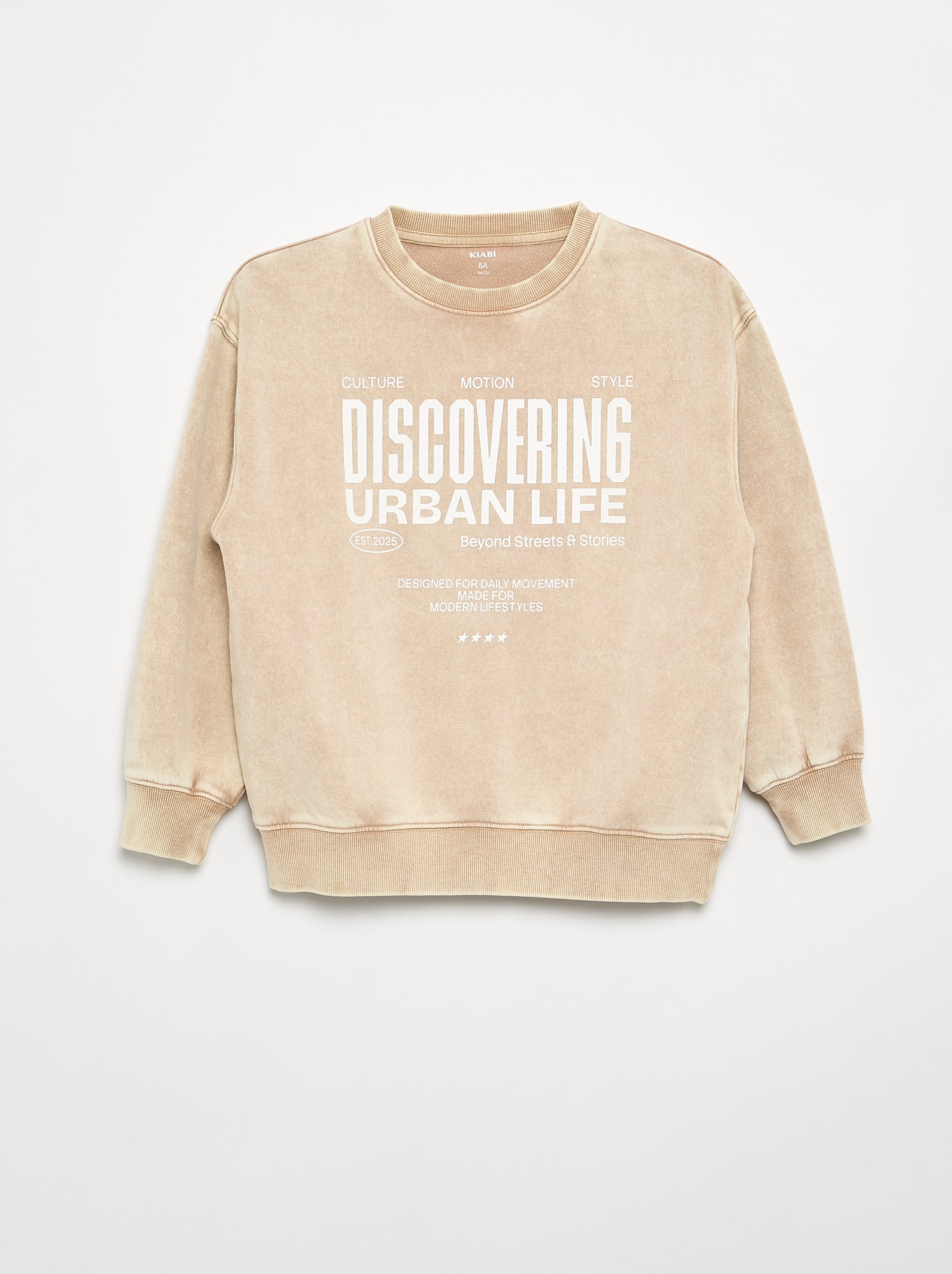 Sweat imprimé en French Terry - Beige