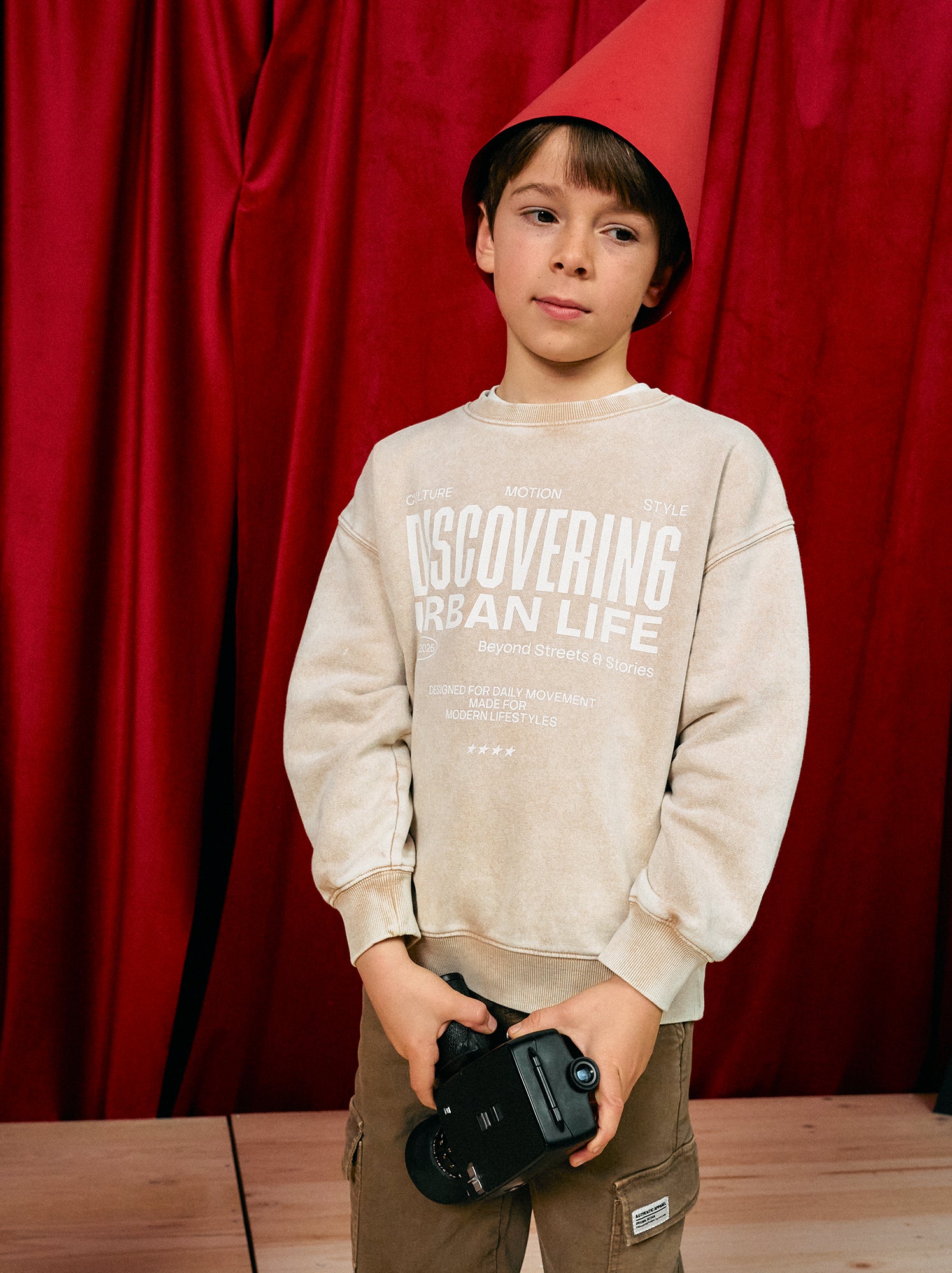 Sweat imprimé en French Terry - Beige