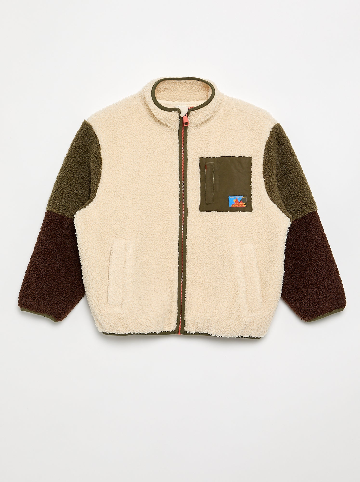 Sweat moutonné zippé à col montant - Beige