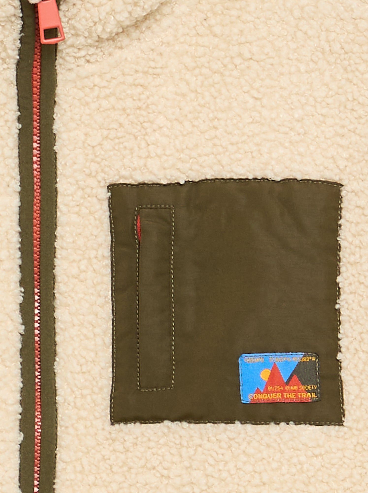 Sweat moutonné zippé à col montant - Beige