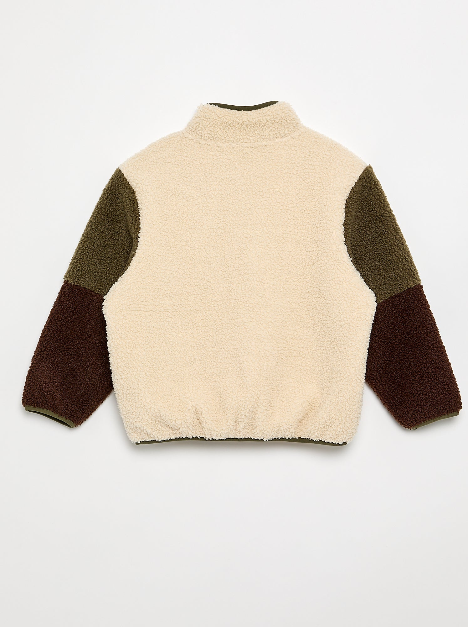 Sweat moutonné zippé à col montant - Beige