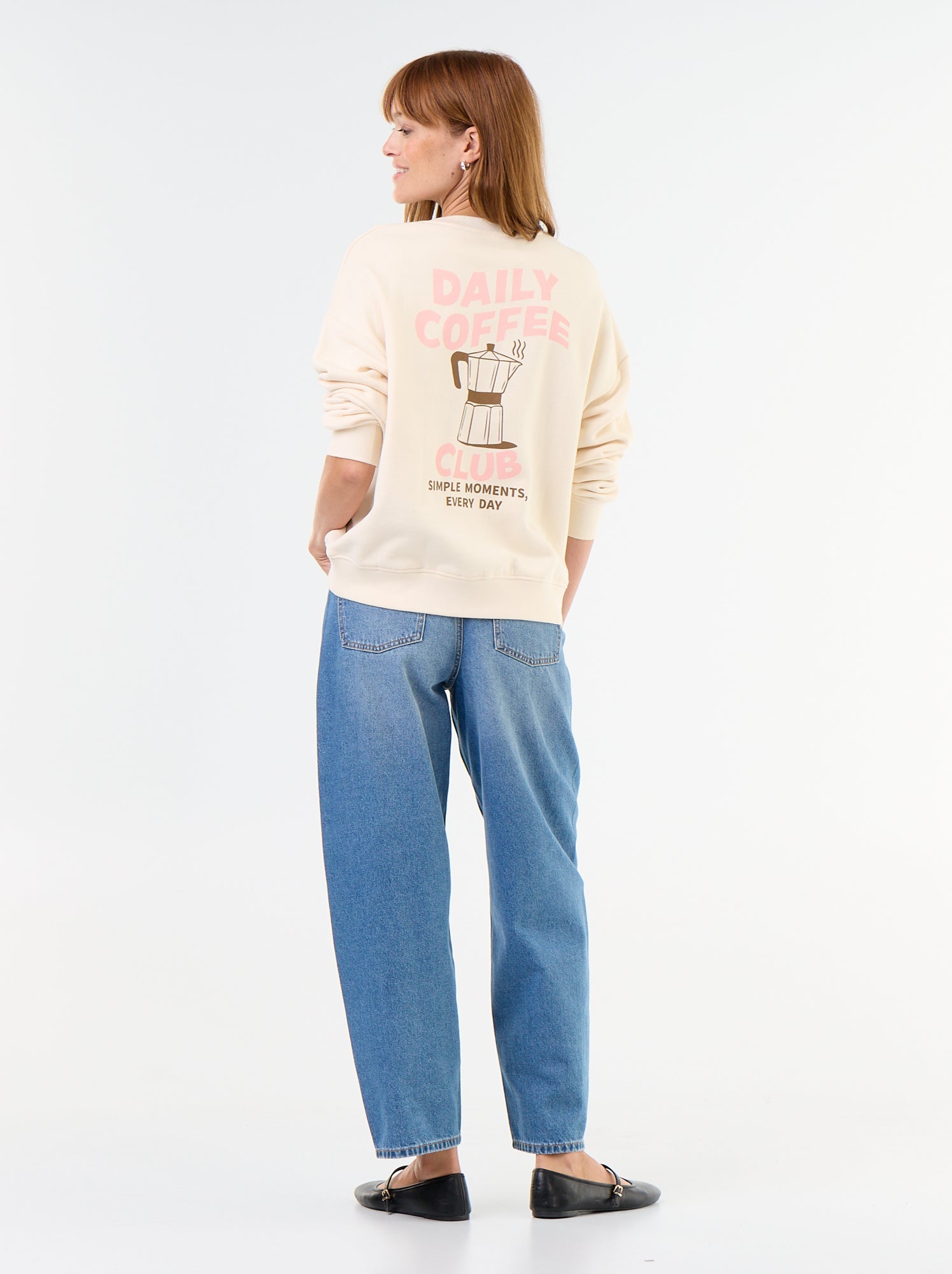 Sweat oversize imprimé - Beige