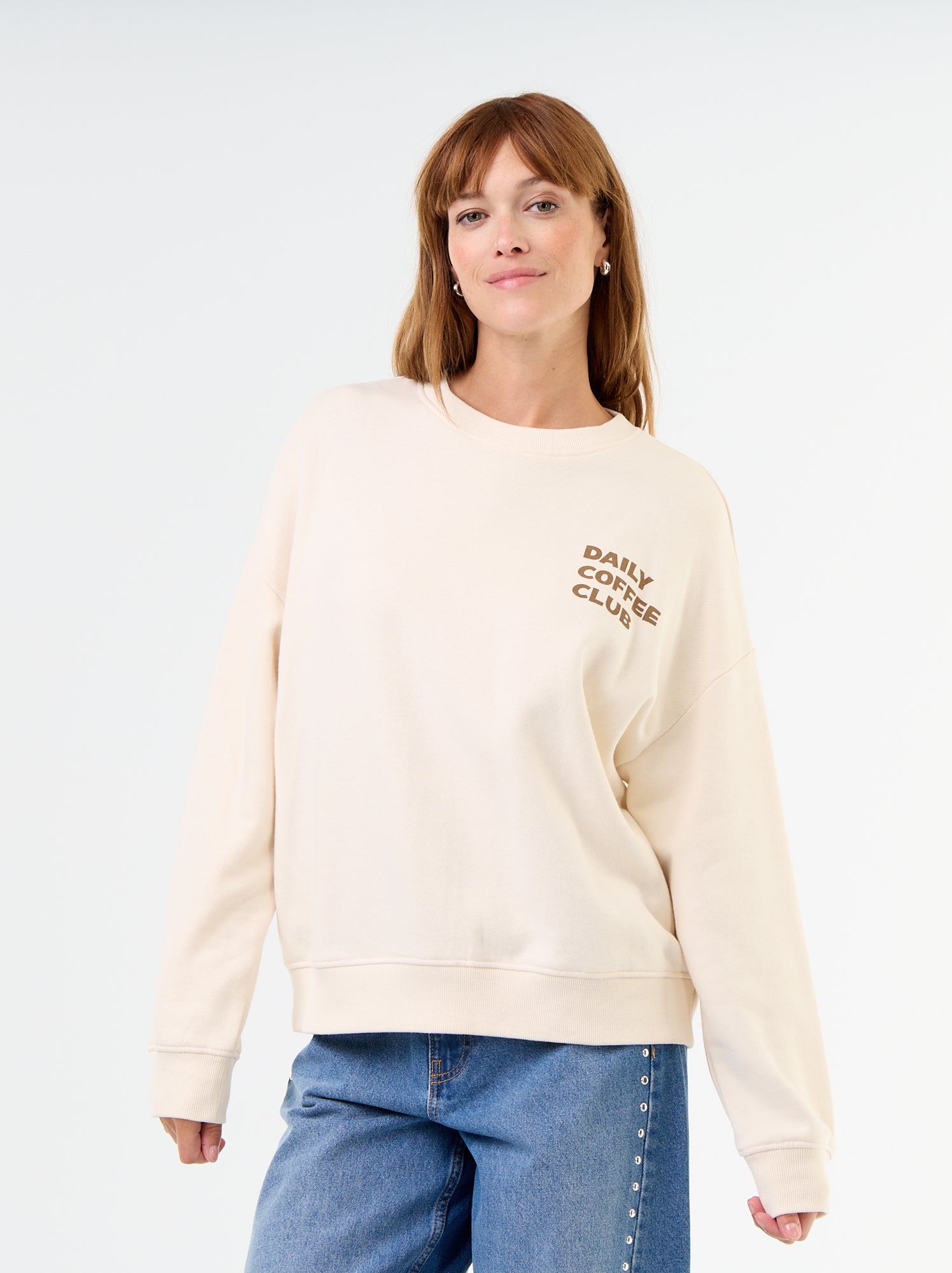 Sweat oversize imprimé - Beige