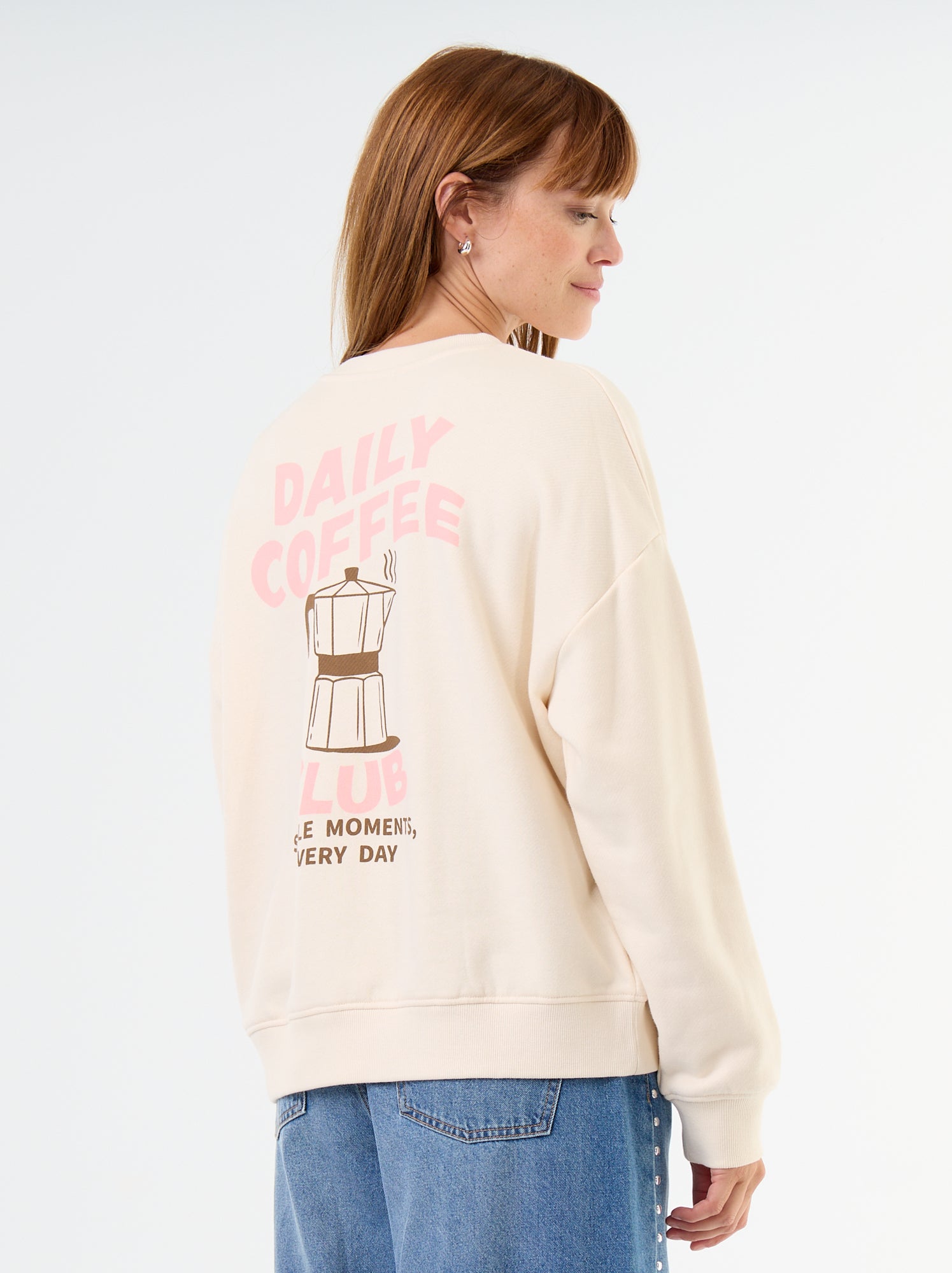 Sweat oversize imprimé - Beige