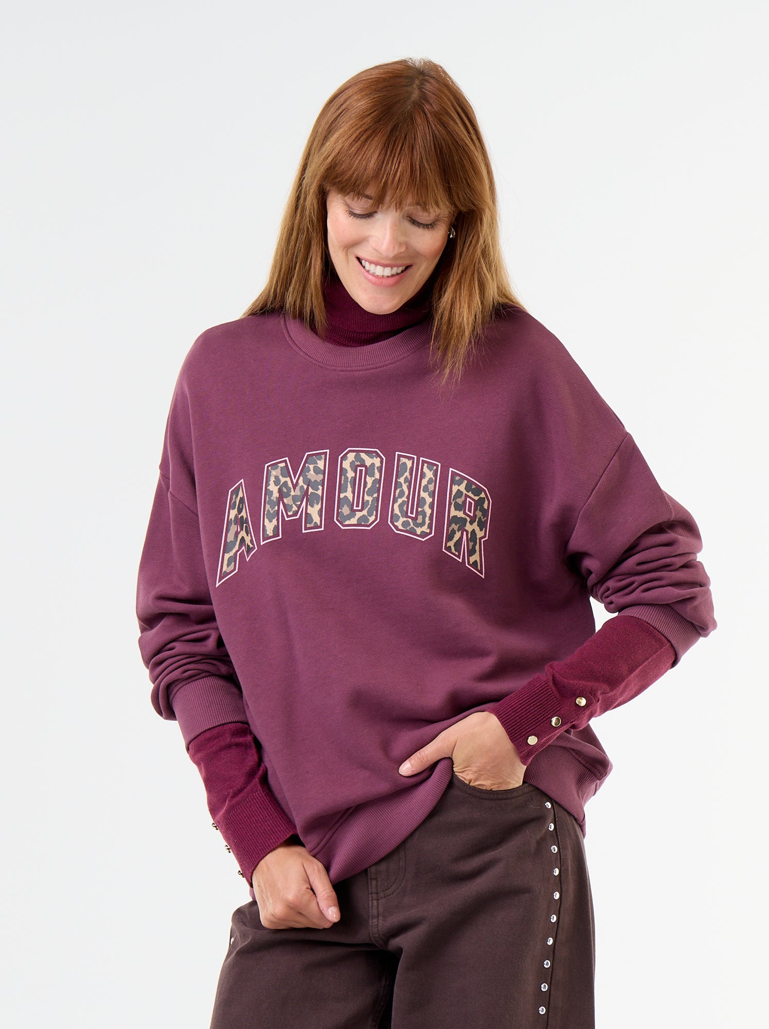 Sweat oversize imprimé - Rose