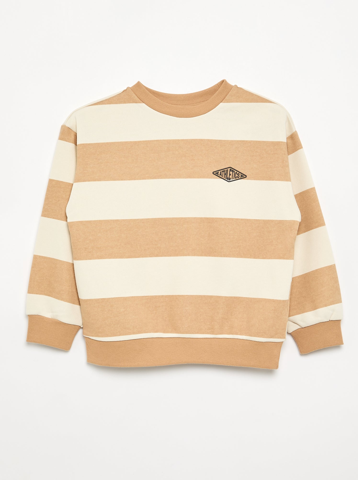 Sweat rayé en molleton non gratté - Beige