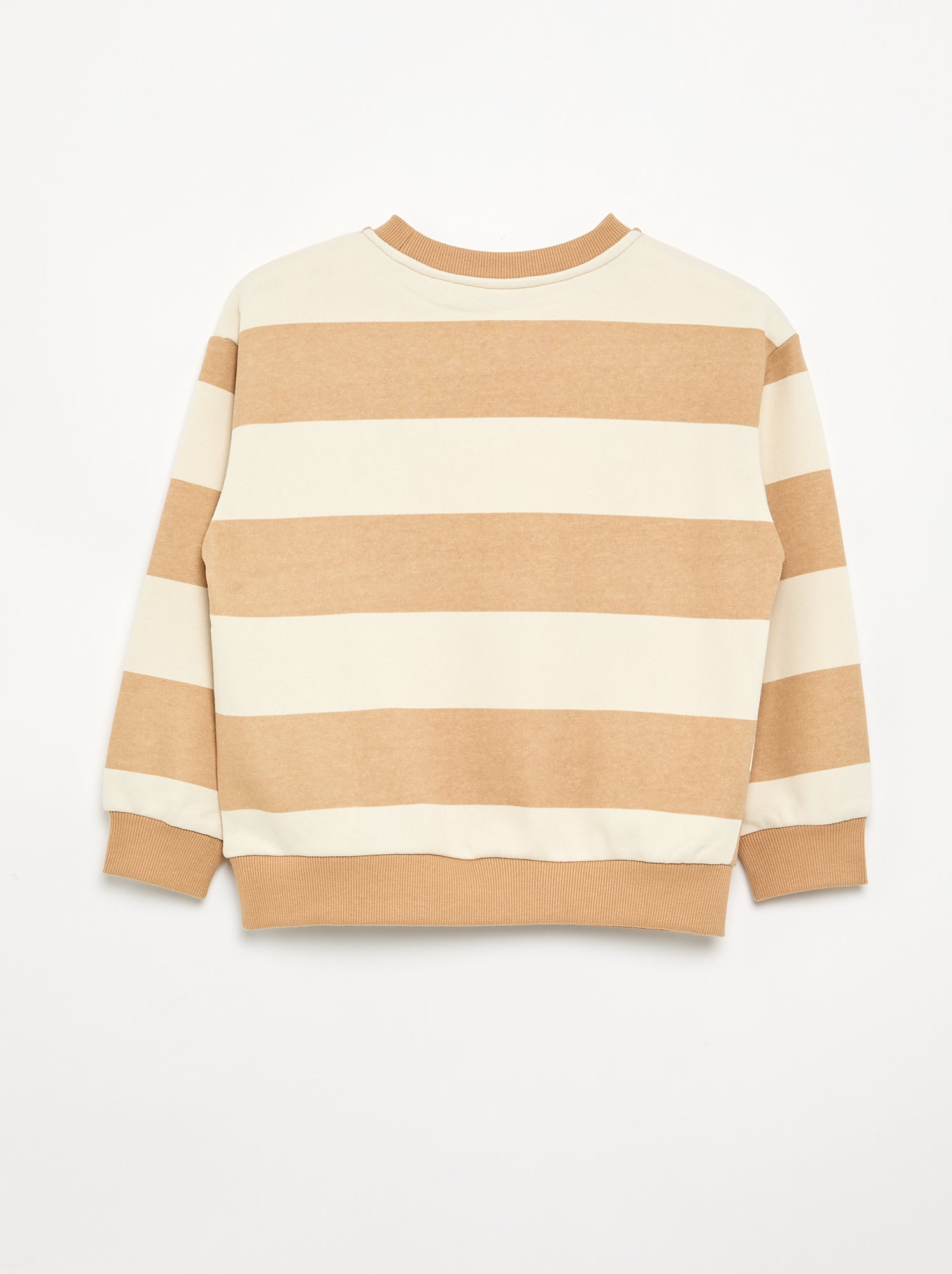 Sweat rayé en molleton non gratté - Beige