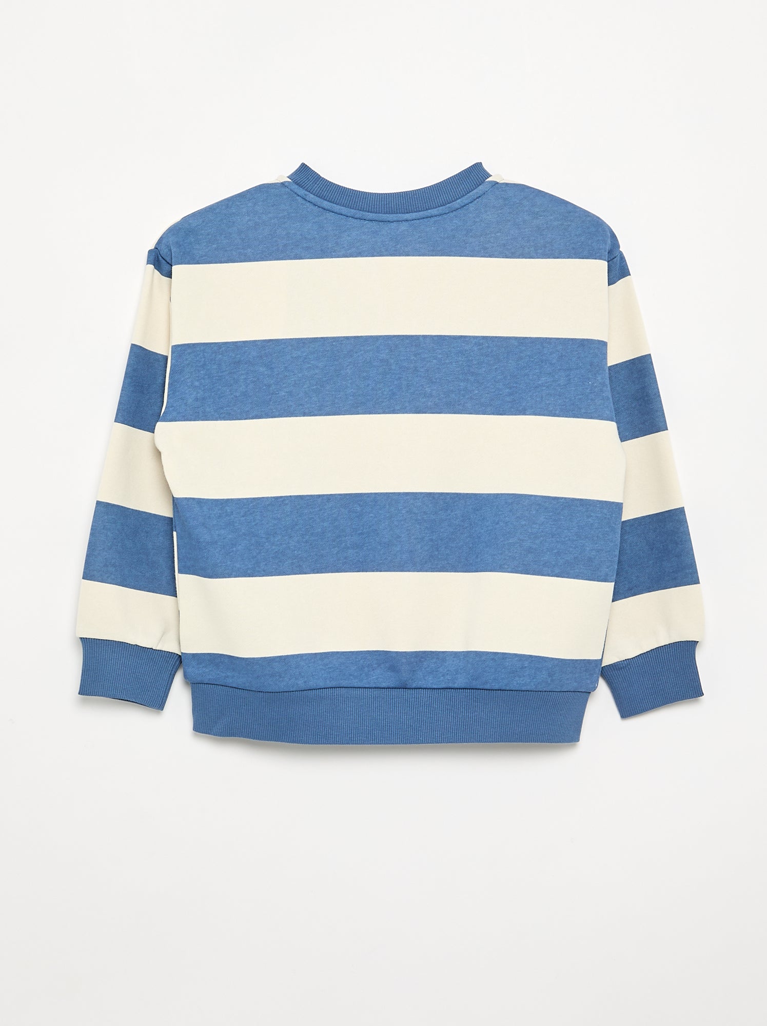 Sweat rayé en molleton non gratté - Blanc