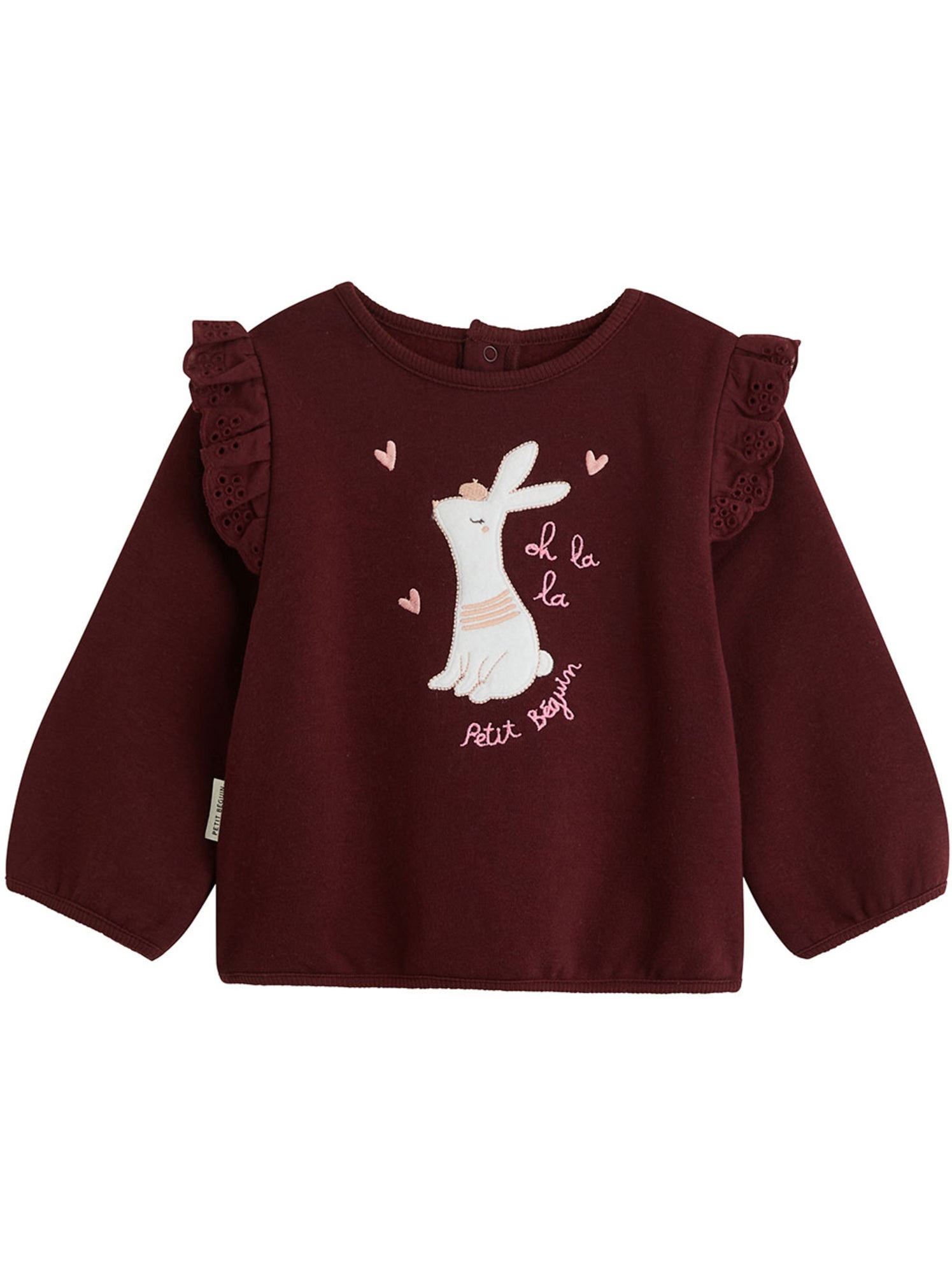 Sweat-shirt bébé en molleton aimée - Bordeaux