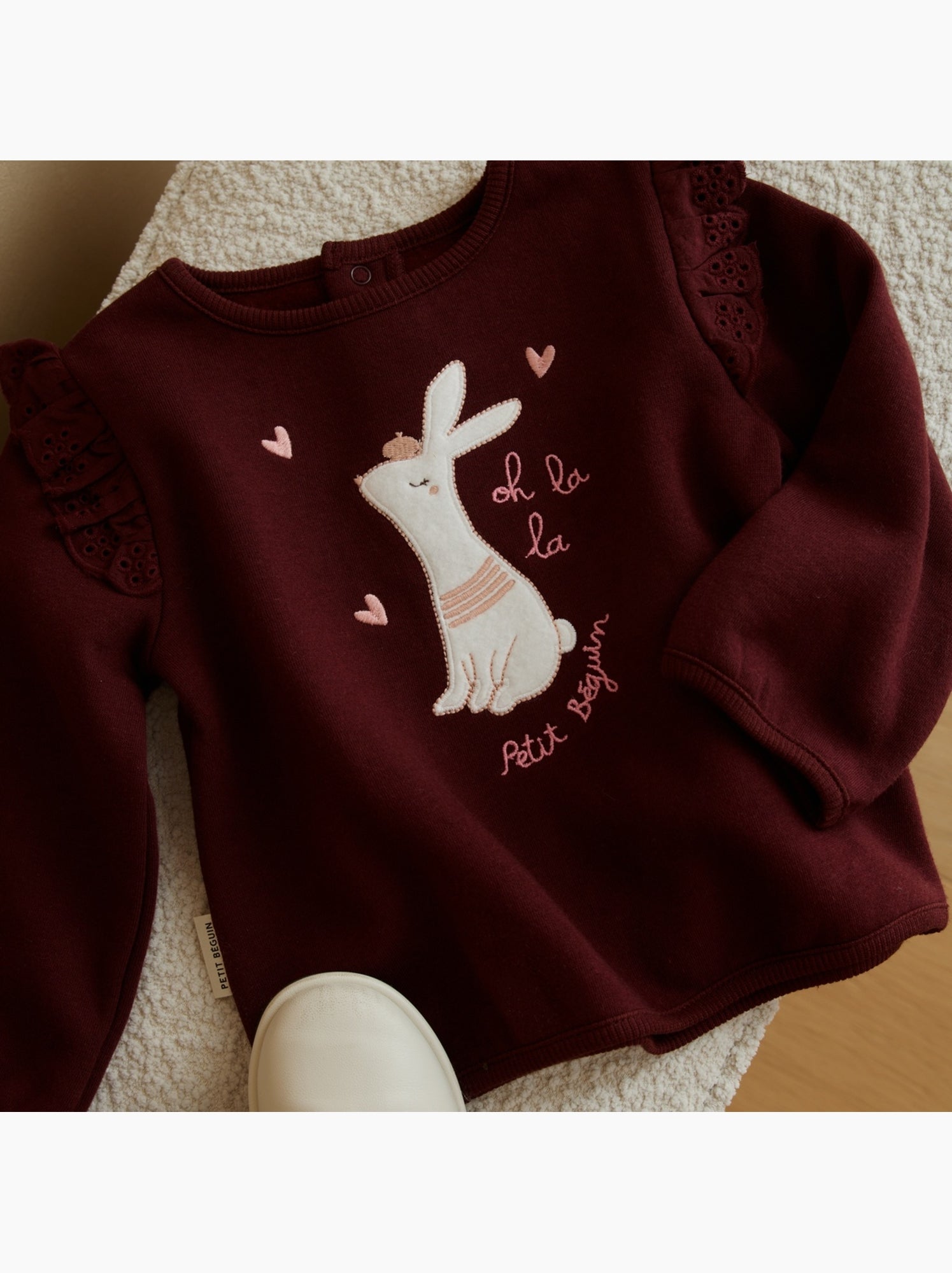 Sweat-shirt bébé en molleton aimée - Bordeaux