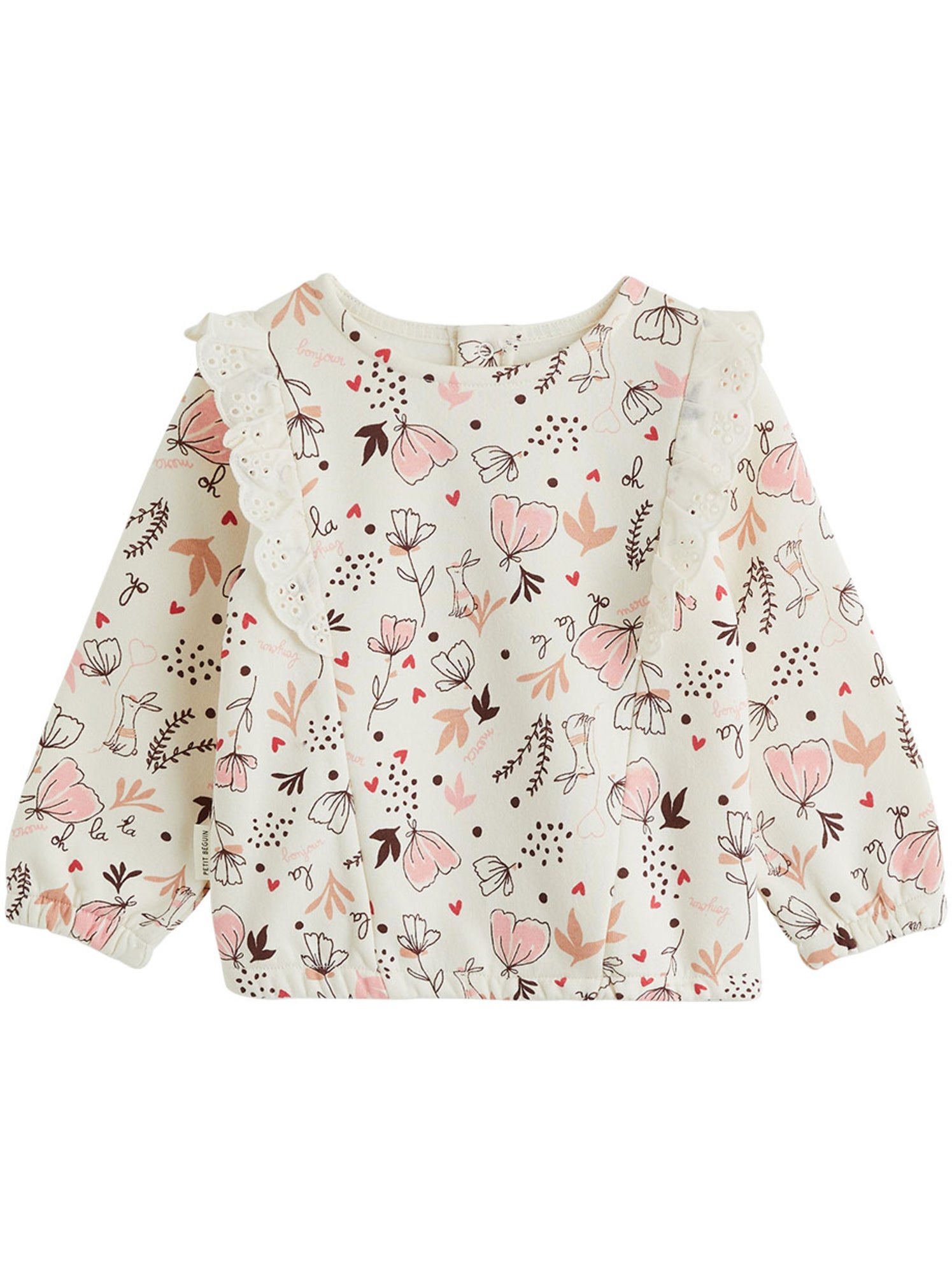 Sweat-shirt bébé en molleton aimée - Ecru