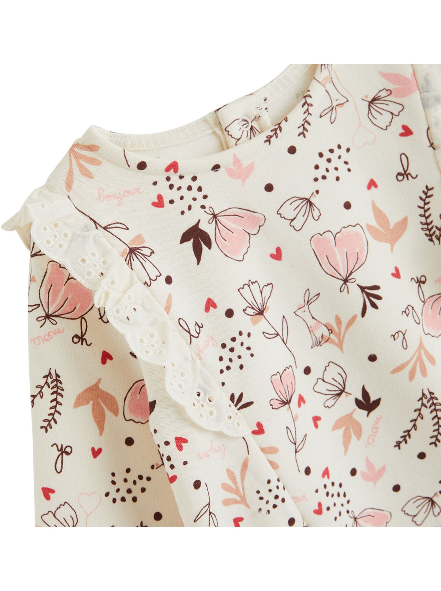 Sweat-shirt bébé en molleton aimée - Ecru